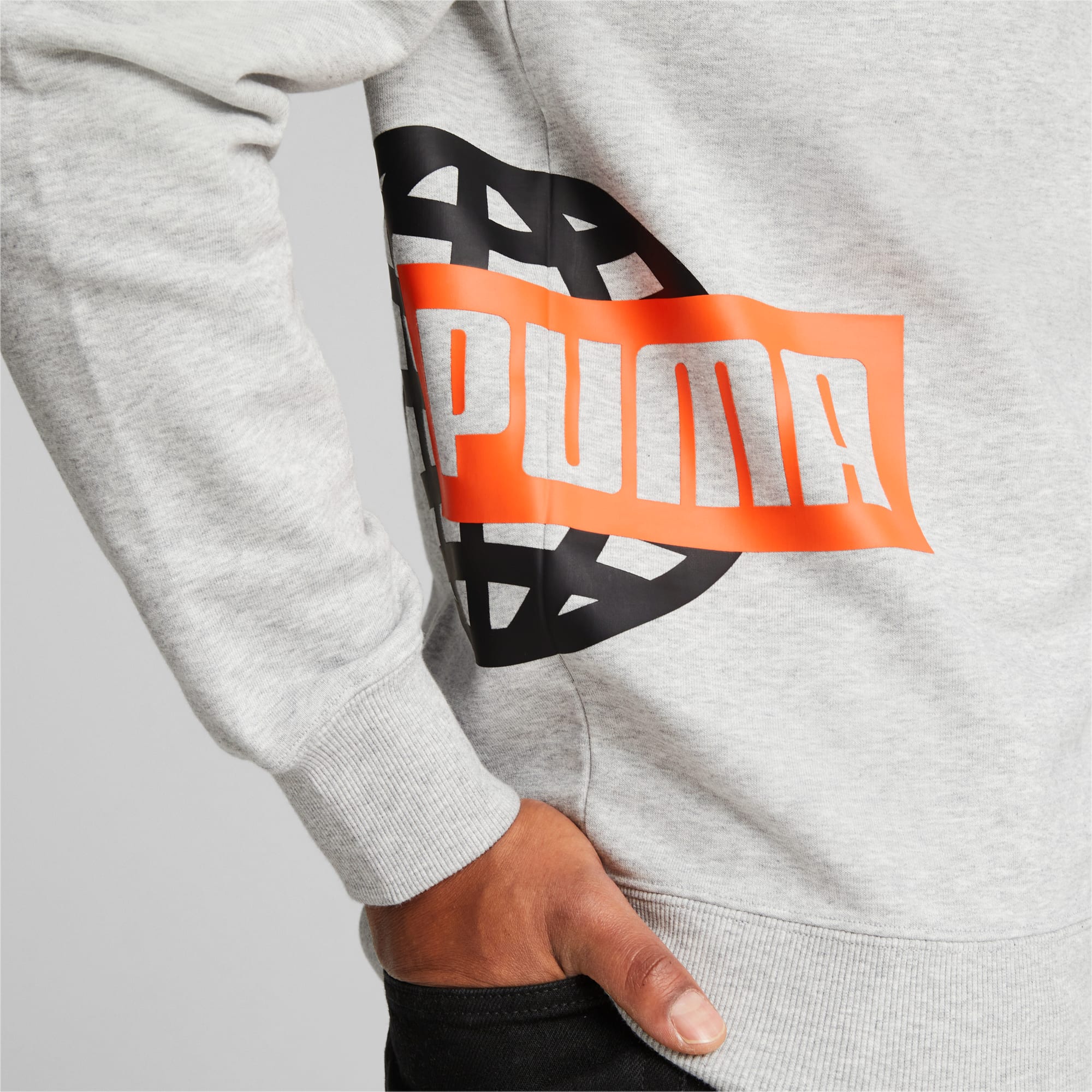 PUMA Classics Brand Love Men's Sweatshirt, Light Grey Heather, Size XS, Clothing