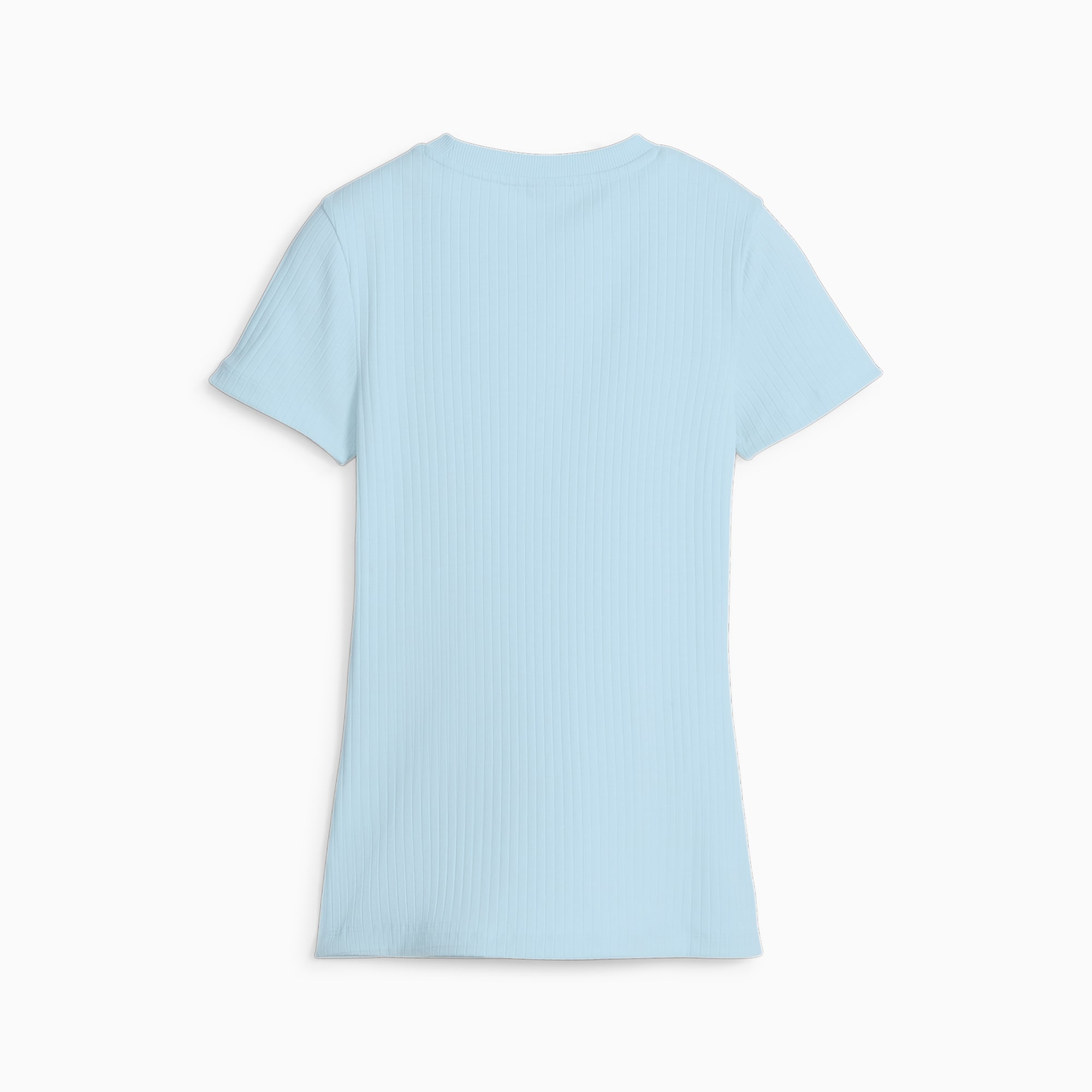 PUMA Classics Geribbeld Slim-fit T-shirt Voor Dames, Blauw