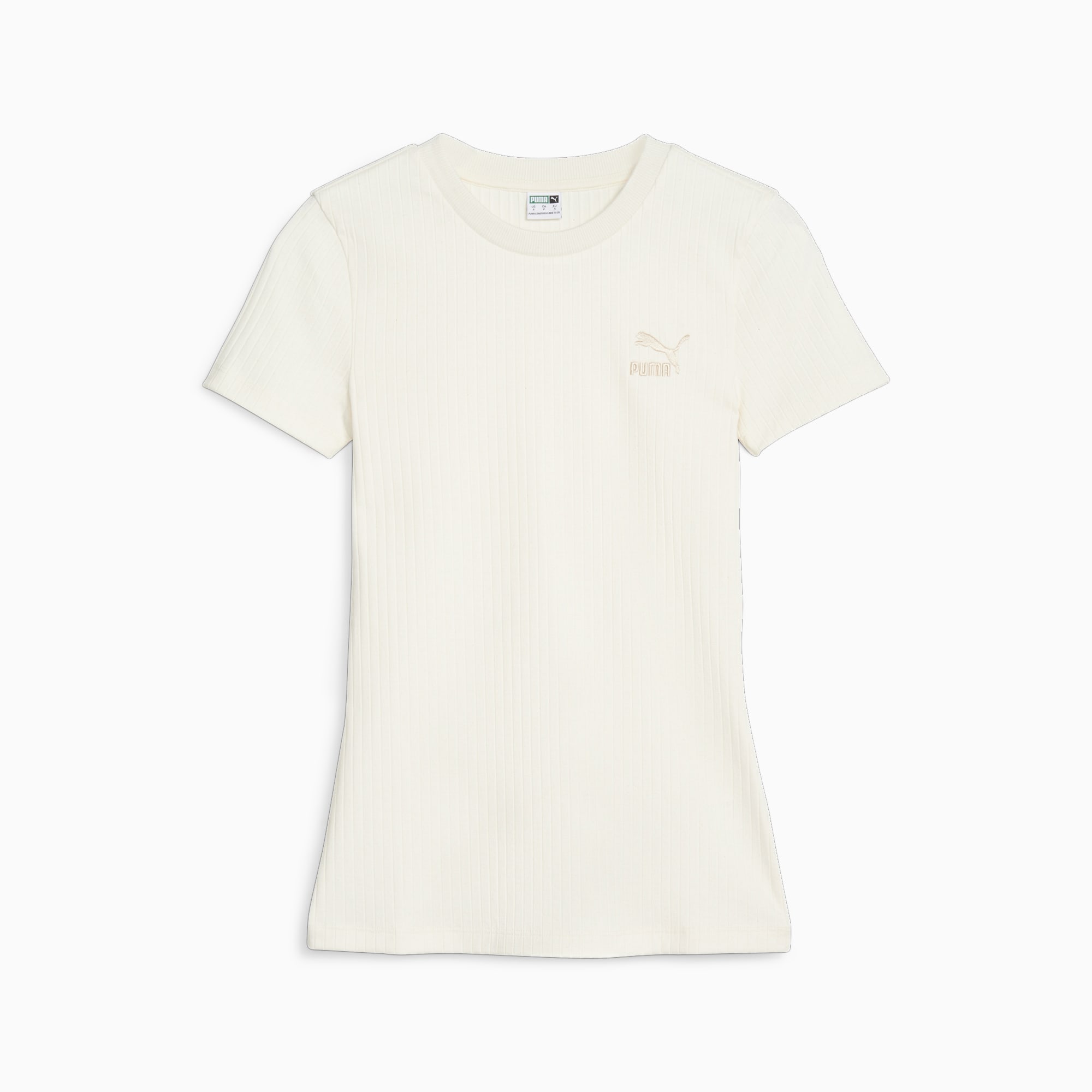 PUMA Classics Women's Ribbed Slim T-Shirt, Multi, Size XS, Clothing
