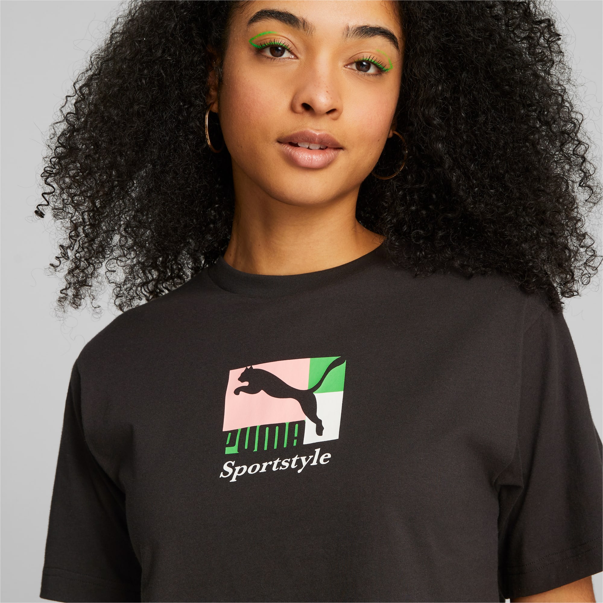 PUMA Classics Brand Love Women's T-Shirt, Black, Size M, Clothing