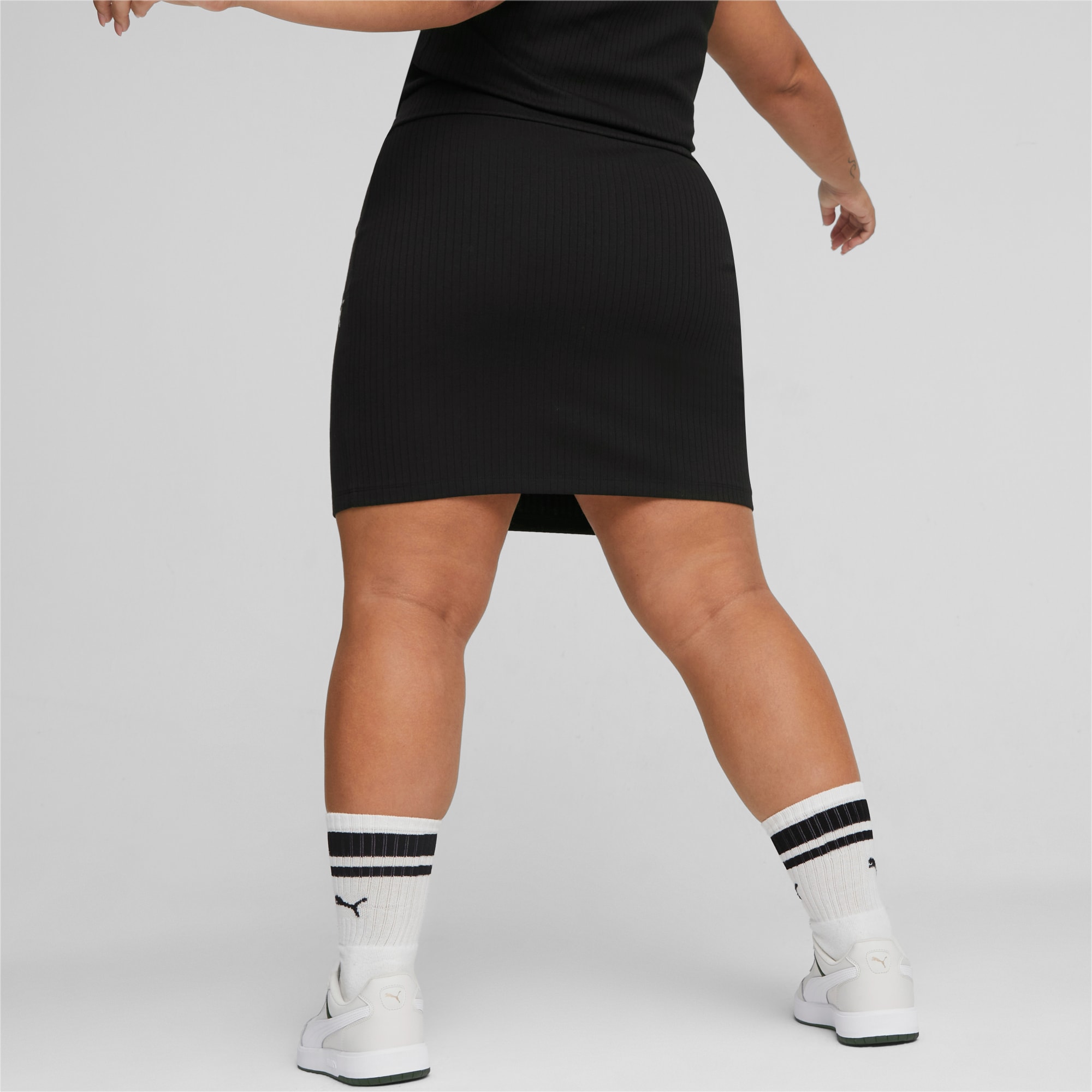 PUMA Classics Women's Ribbed Skirt, Black, Size M, Clothing