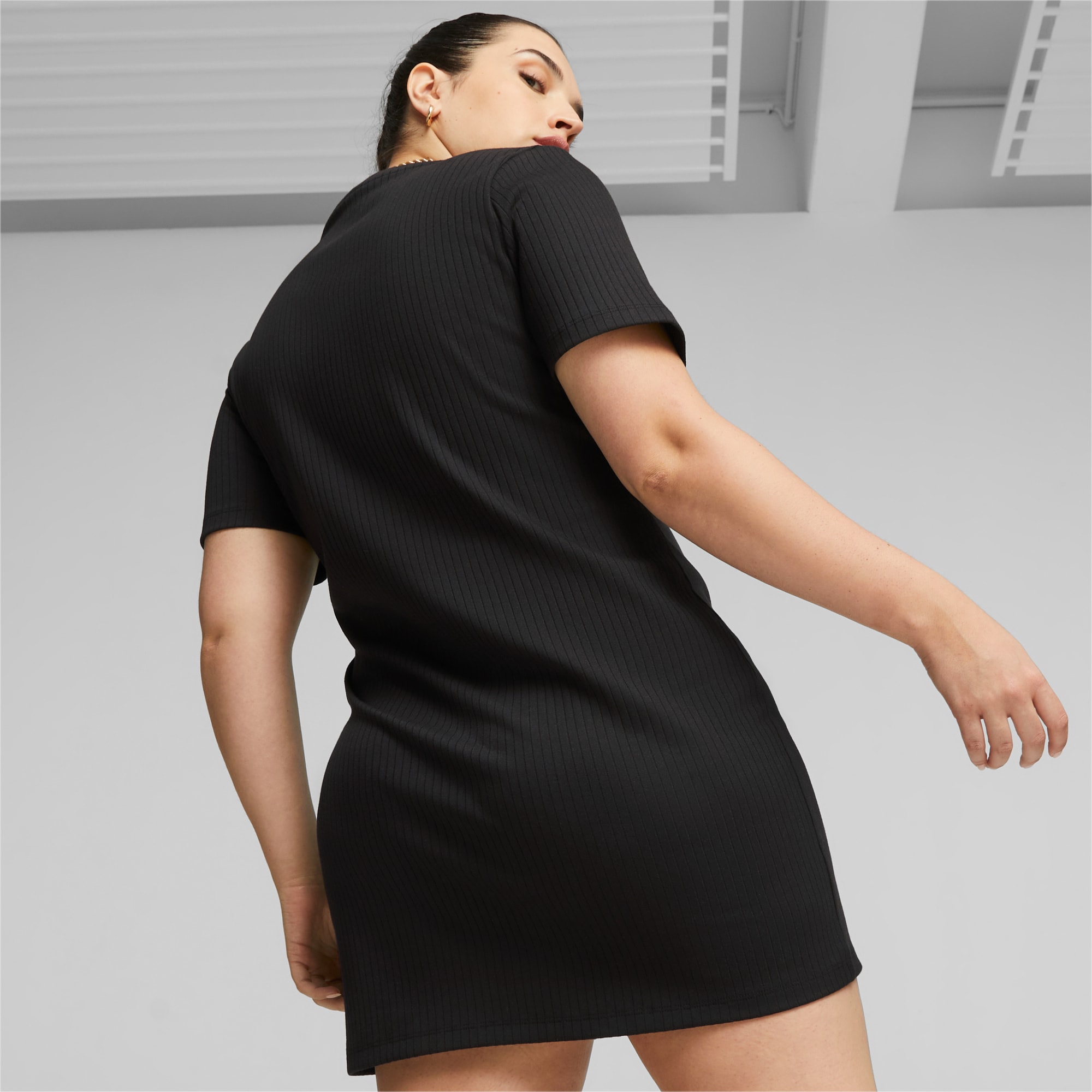 PUMA Classics Women's Ribbed Dress, Black, Size XXL, Clothing