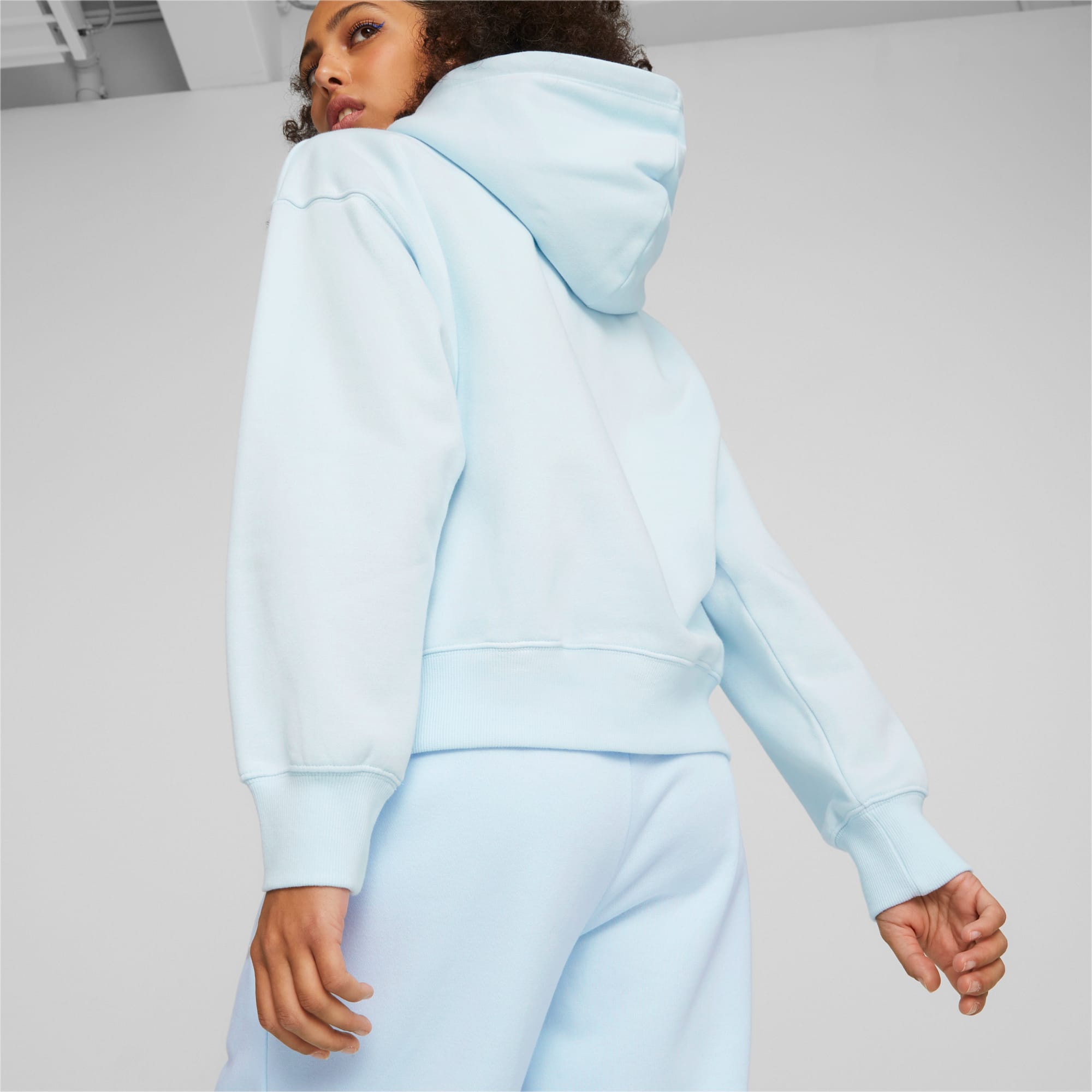 PUMA Classics Women's Oversized Hoodie, Icy Blue, Size L, Clothing
