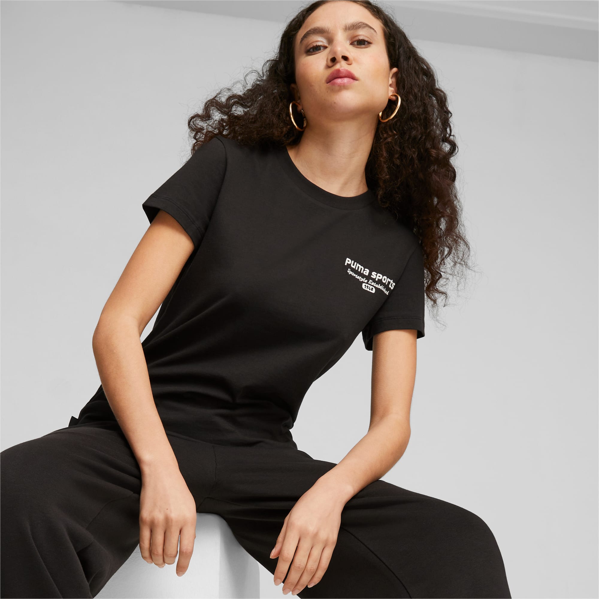 PUMA TEAM Graphic T-shirt Voor Dames, Zwart