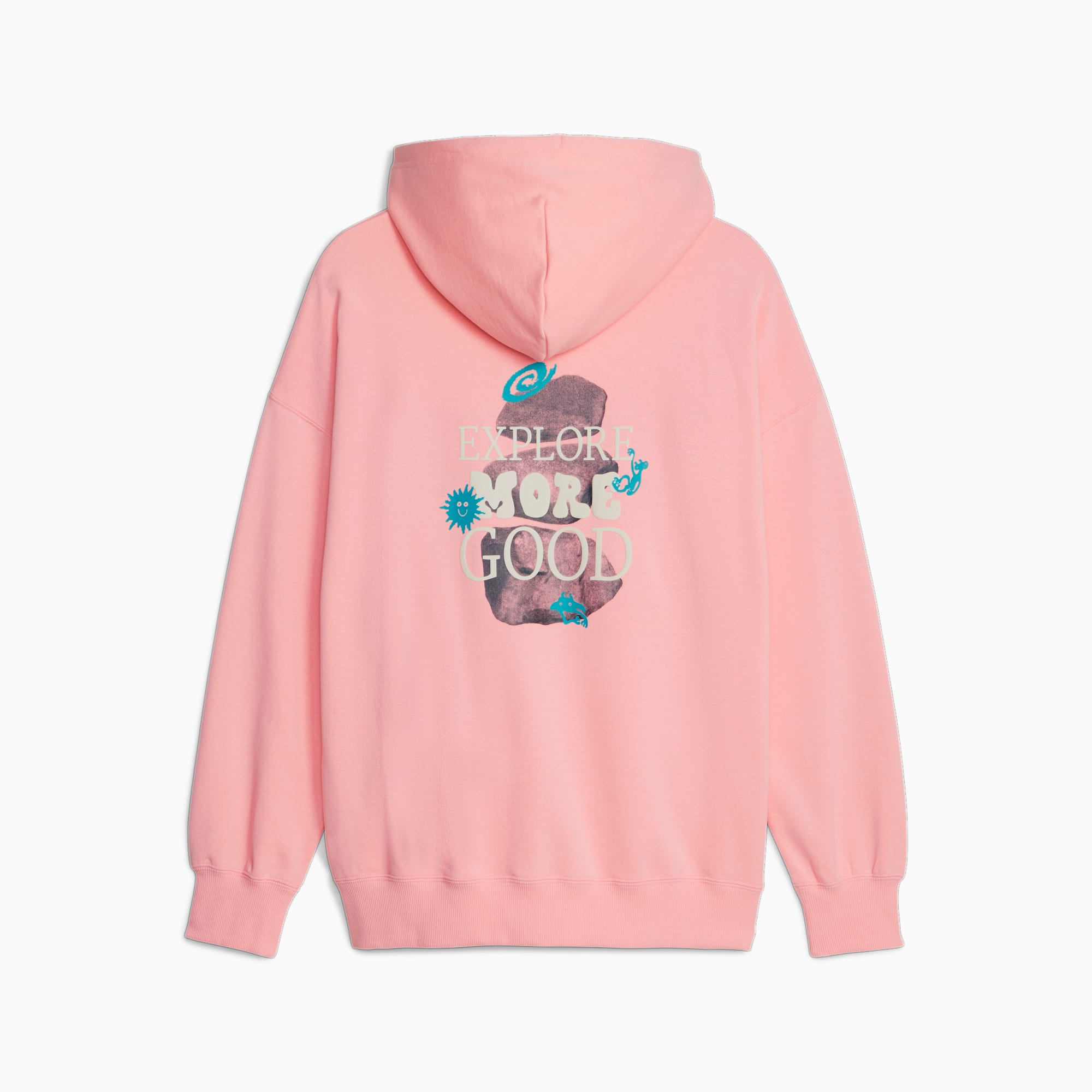 PUMA DOWNTOWN oversized hoodie met graphic voor Dames, Roze