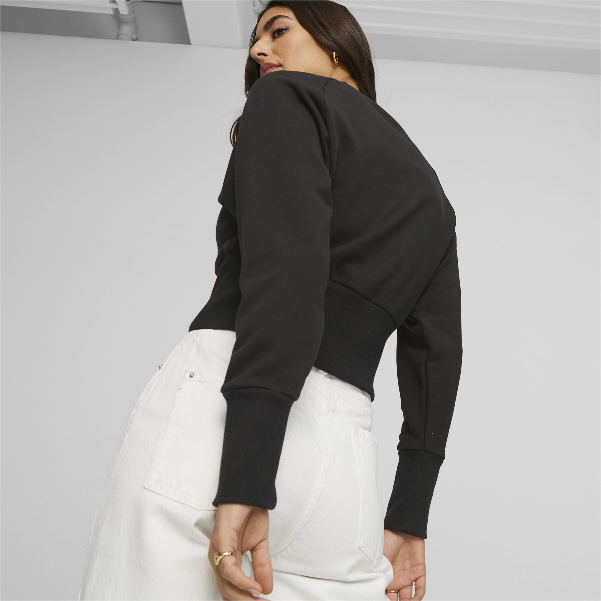 PUMA Classics Women's Sweatshirt, Black, Size XS, Clothing