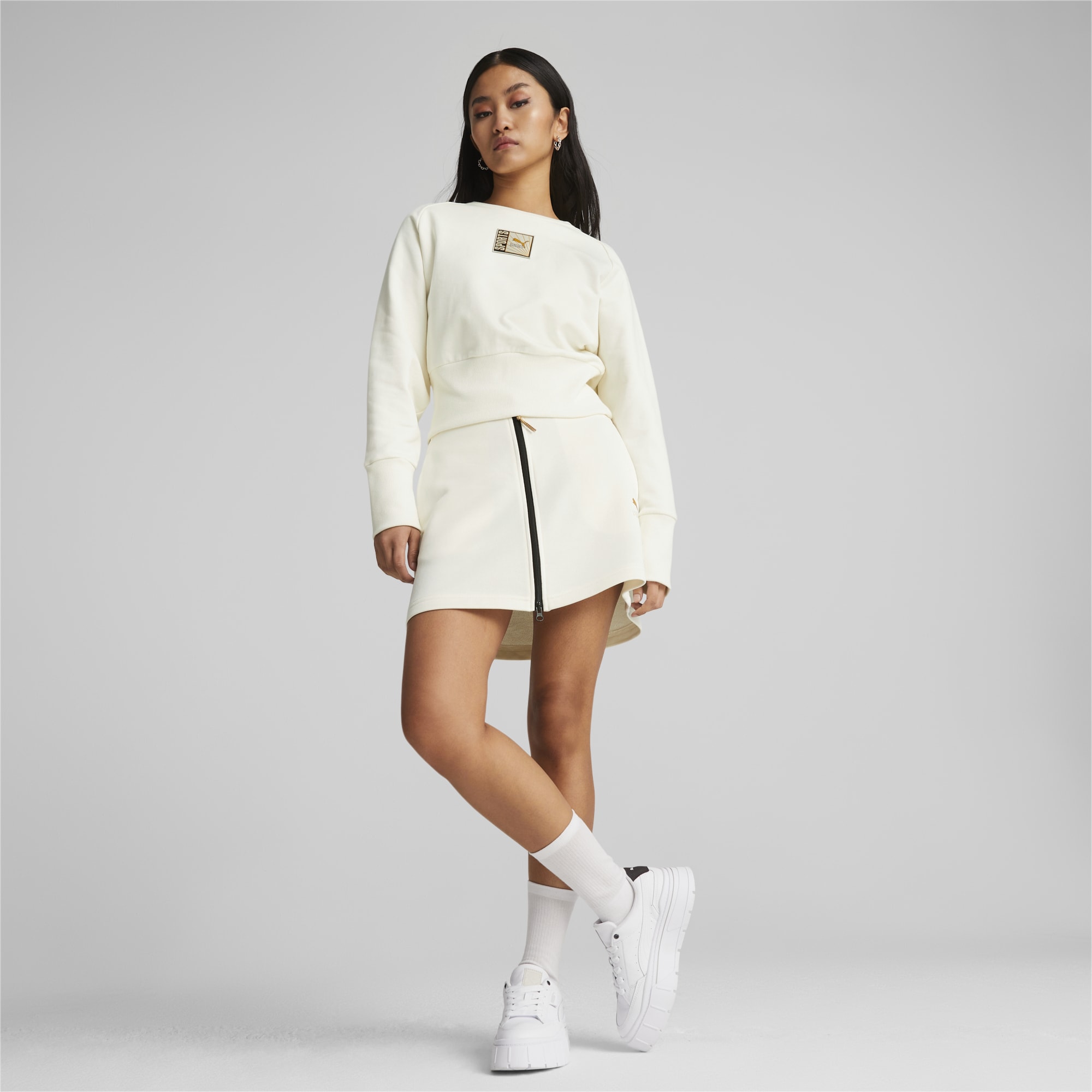 PUMA Classics Women's Sweatshirt, Warm White, Size XS, Clothing