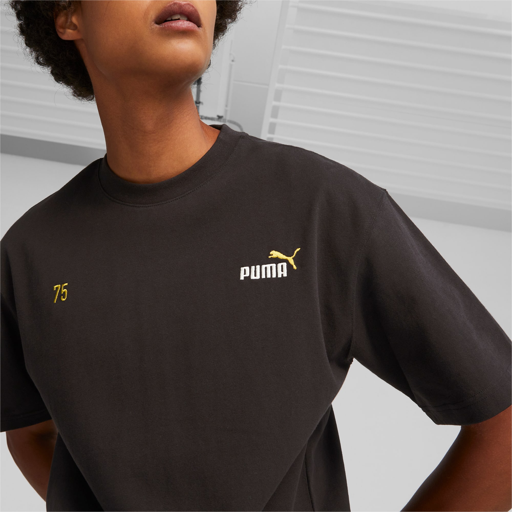 PUMA 75 Logo T-Shirt Für Herren, Schwarz, Größe: M, Kleidung