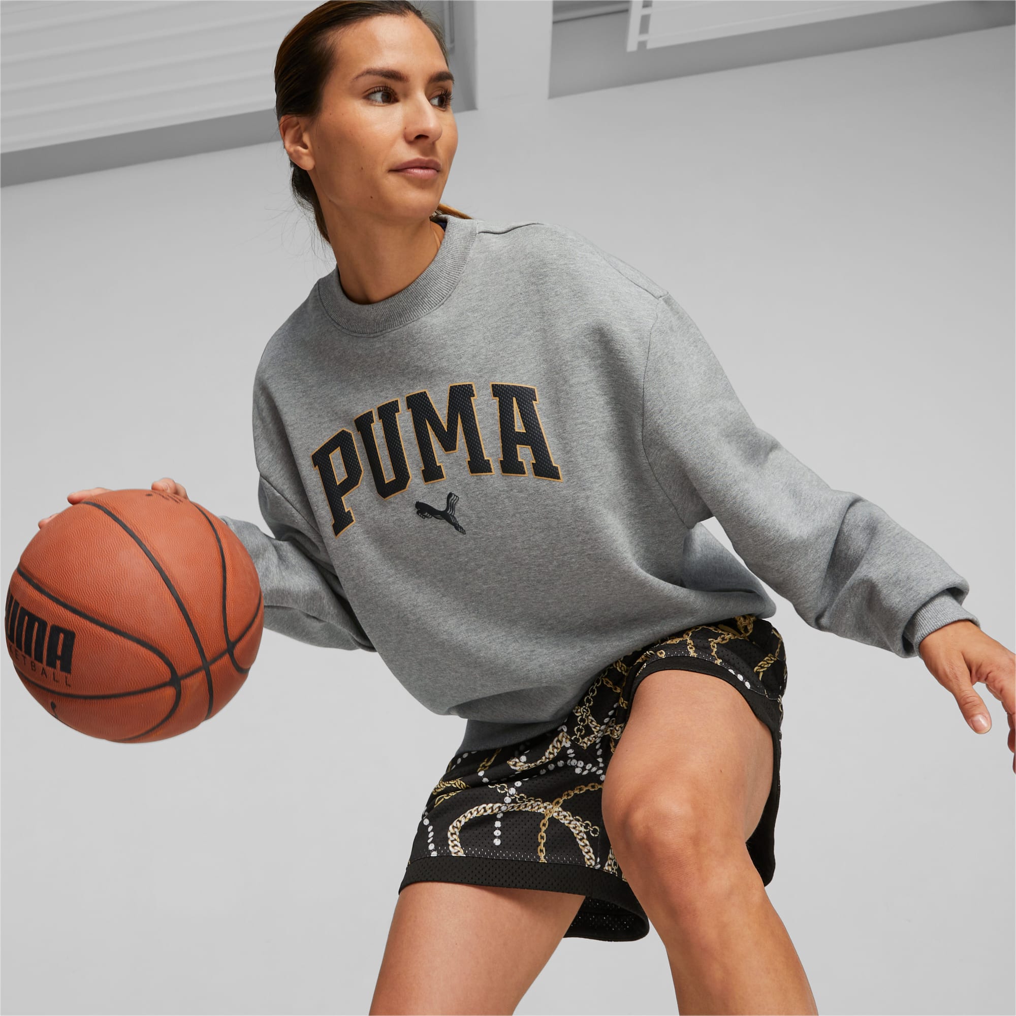 PUMA Sweat De Basketball Gold Standard Femme, Gris/Bruyère