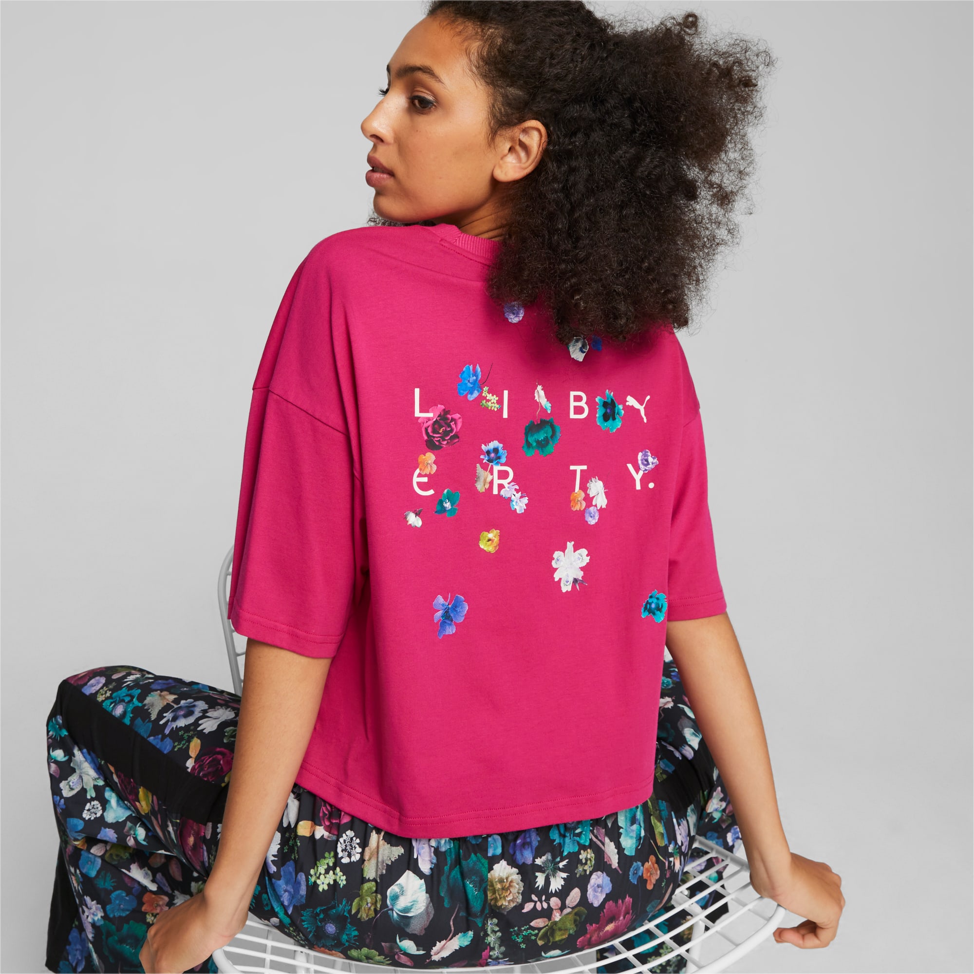 PUMA X LIBERTY Graphic T-Shirt Damen, Rosa, Größe: L, Kleidung