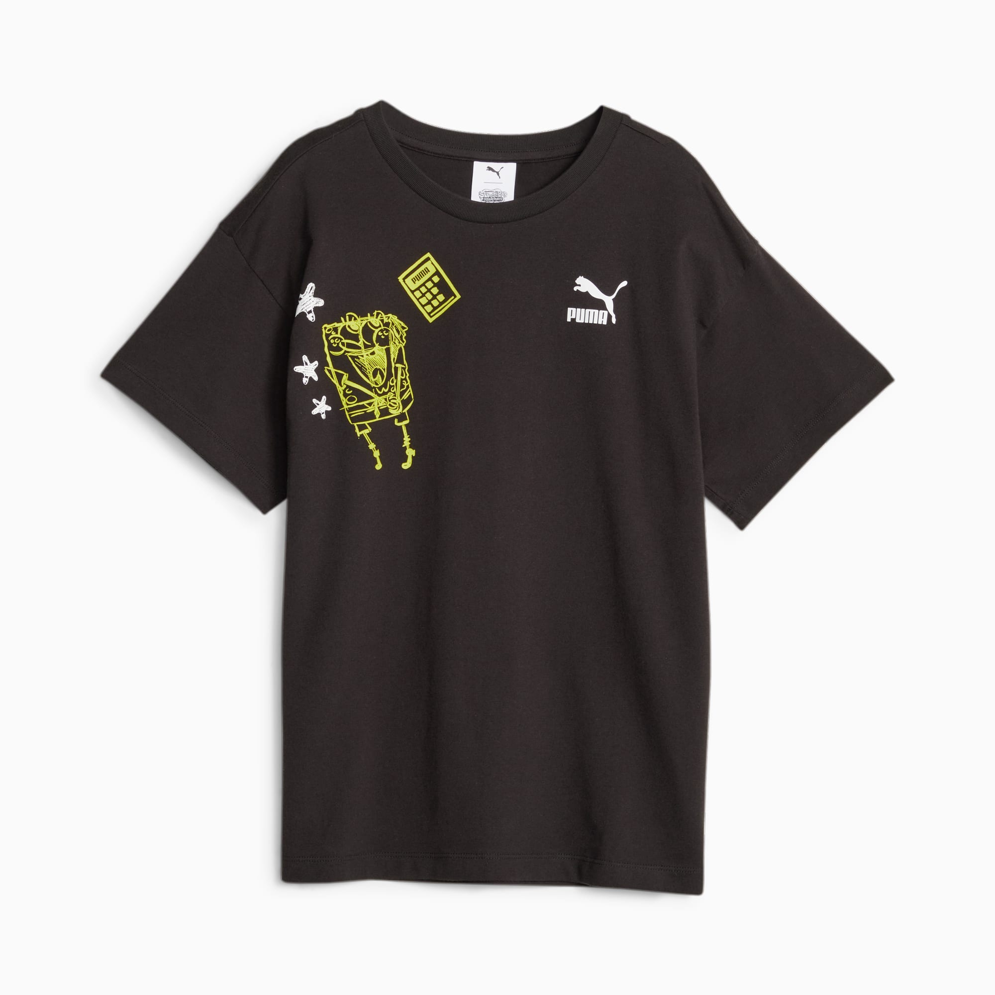 PUMA X SPONGEBOB SCHWAMMKOPF Graphic T-Shirt Teenager Für Kinder, Schwarz, Größe: 152, Kleidung
