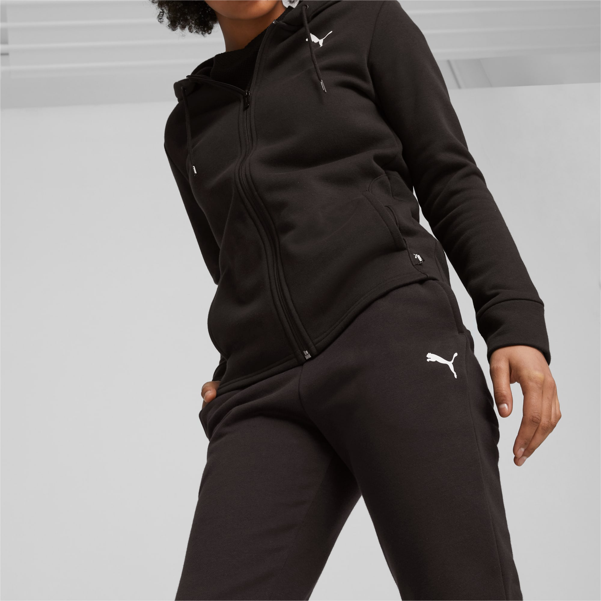 PUMA Classics Hooded FL Trainingsanzug Damen, Schwarz, Größe: XL, Kleidung