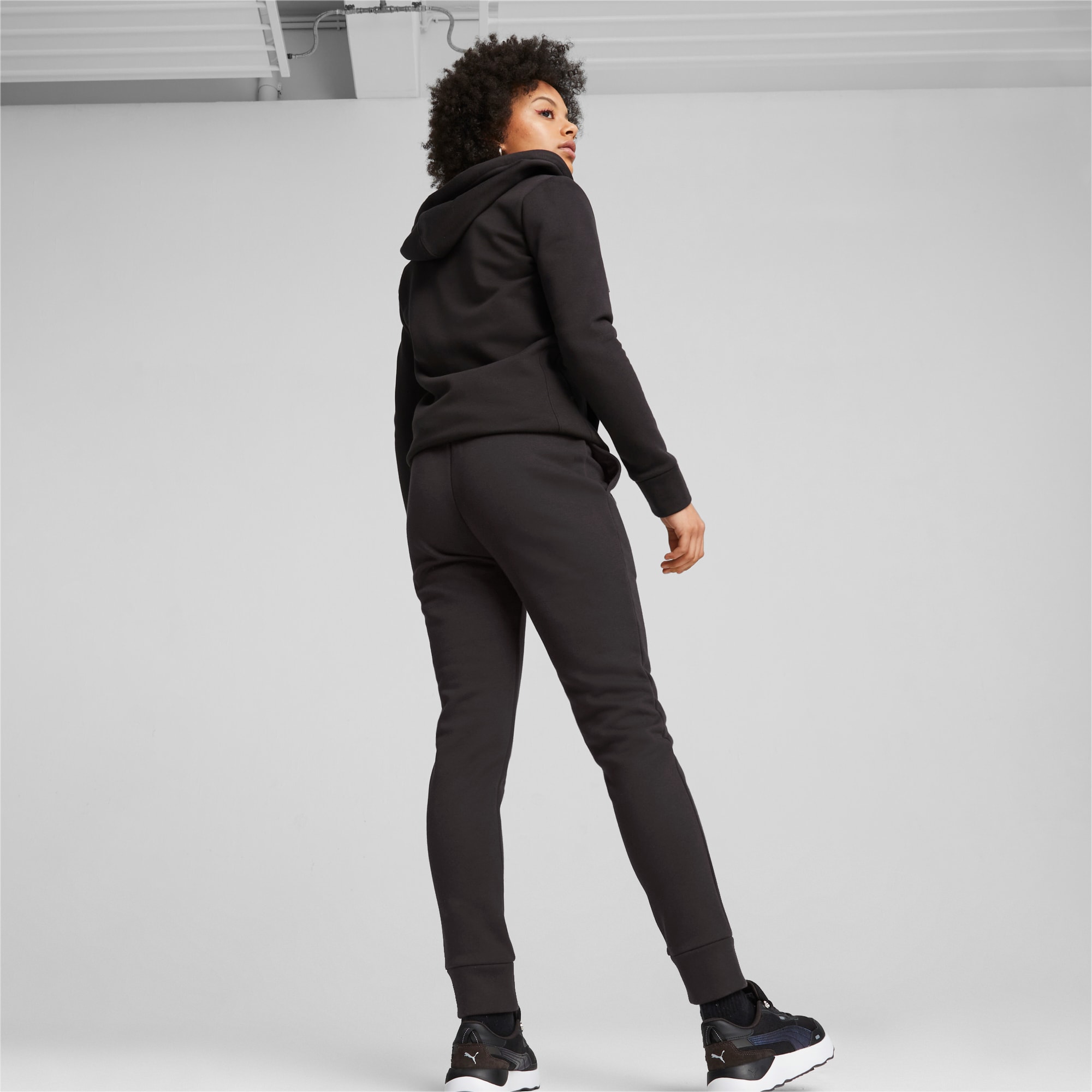 PUMA Classics Hooded FL Trainingsanzug Damen, Schwarz, Größe: XL, Kleidung