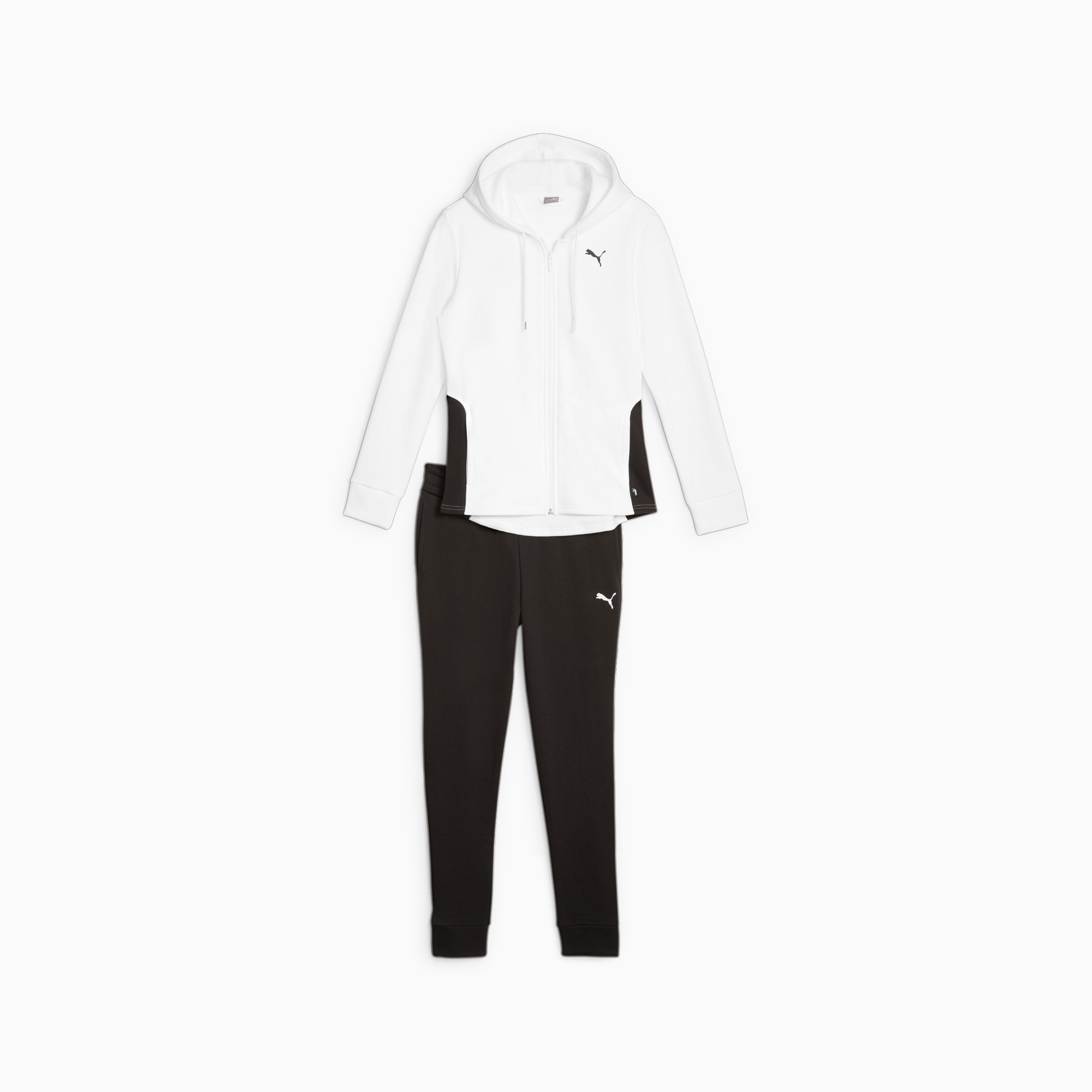 PUMA Classics Hooded FL Trainingsanzug Damen, Weiß, Größe: XL, Kleidung