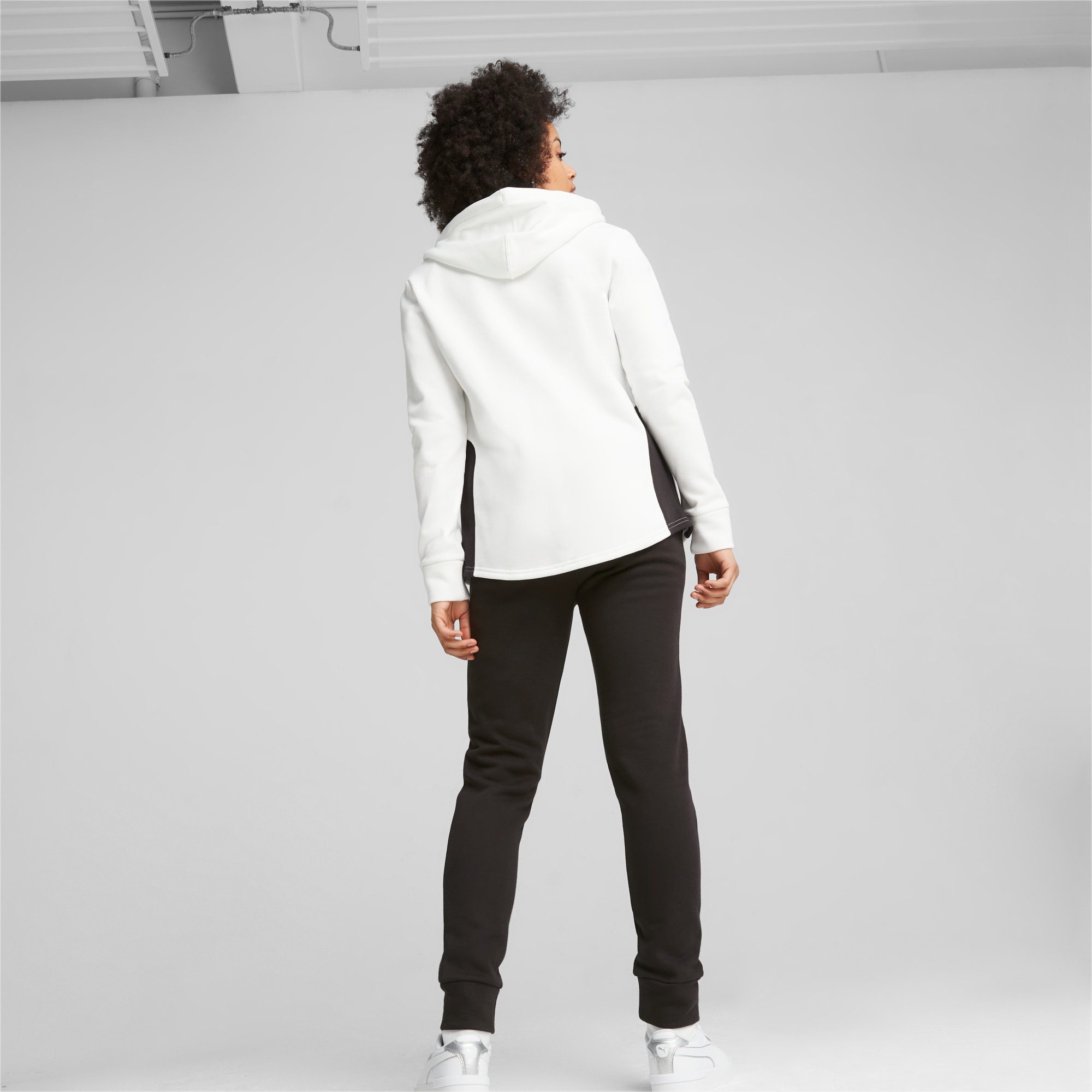 PUMA Classics Hooded FL Trainingsanzug Damen, Weiß, Größe: L, Kleidung