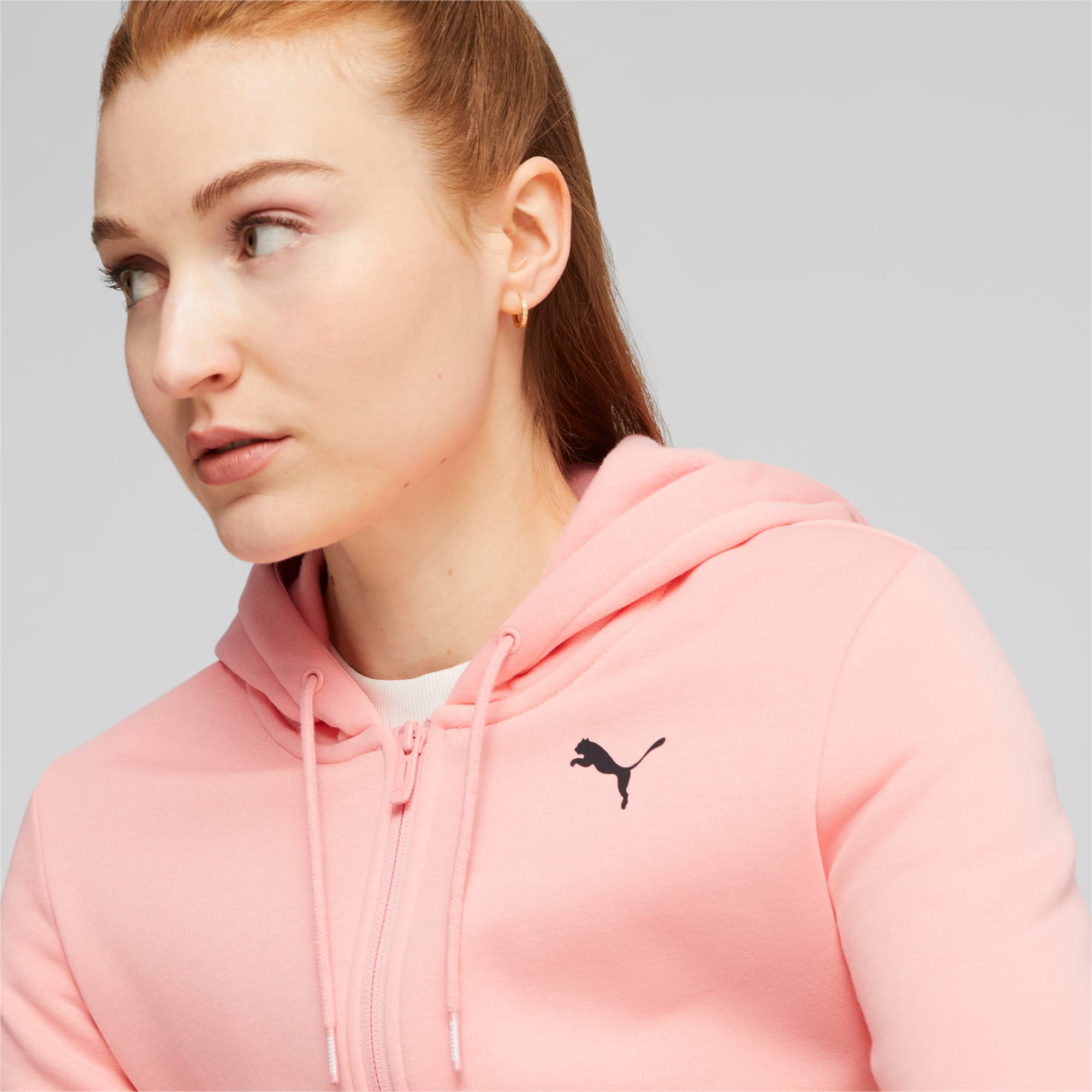 PUMA Classics Hooded Fl Tracksuit Women, Peach Smoothie, Size L, Clothing