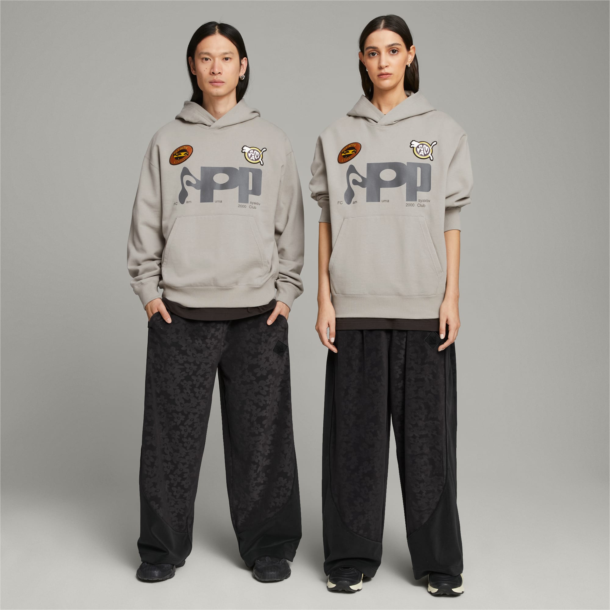 Men's PUMA X Perks And Mini Graphic Hoodie, Concrete Grey, Size XXS, Clothing