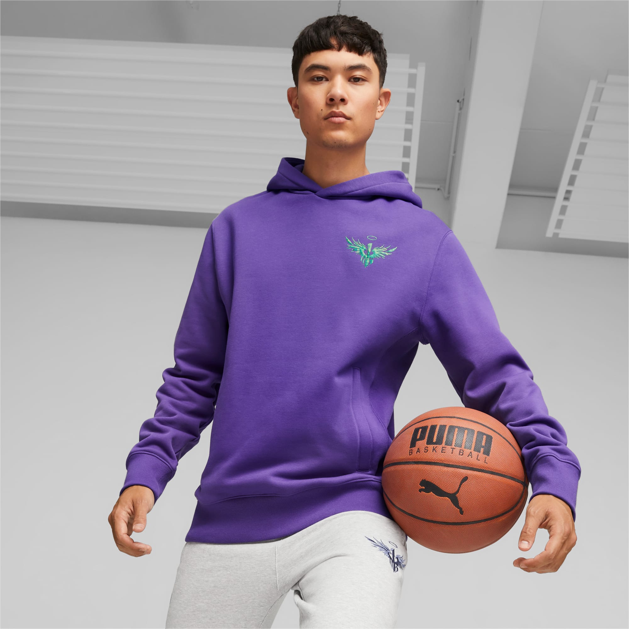 PUMA Melo X Toxic Men's Basketball Hoodie, Violet, Size XS, Clothing