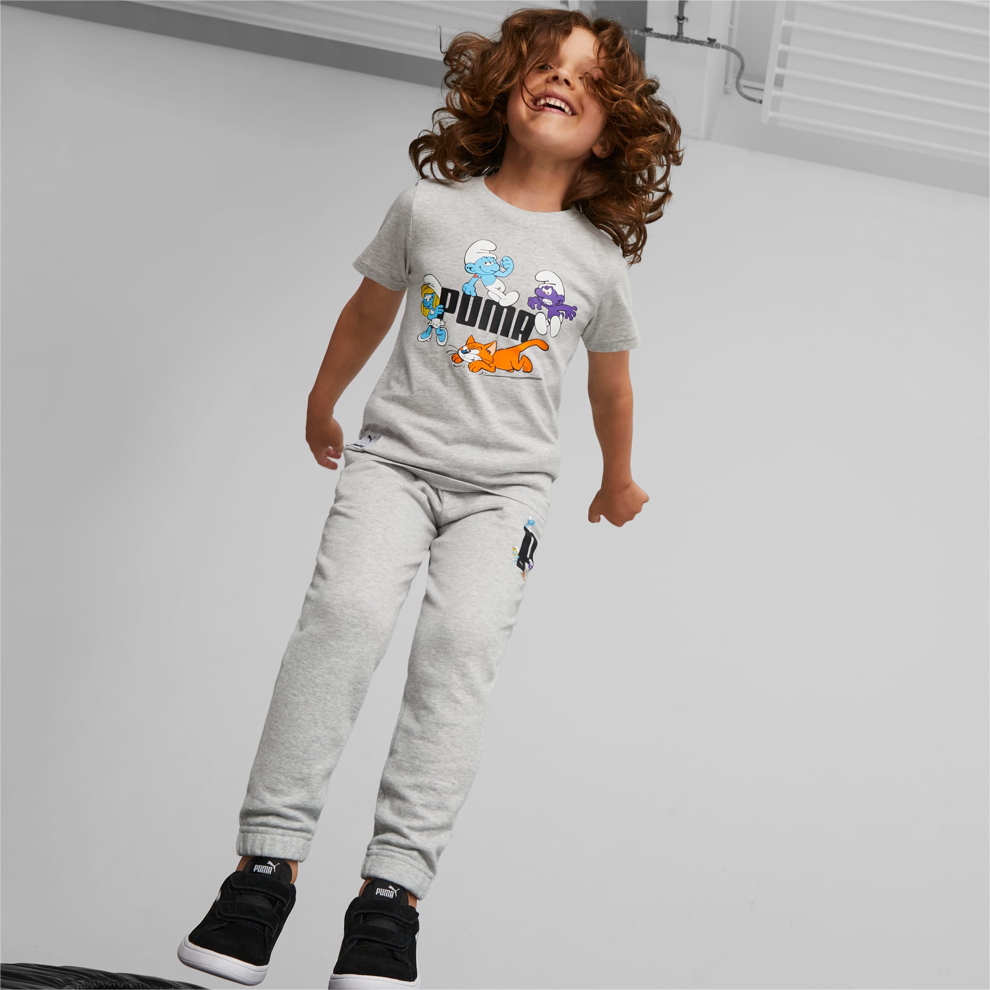 PUMA X DIE SCHLÜMPFE T-Shirt Kinder, Mit Heide, Grau, Größe: 104, Kleidung