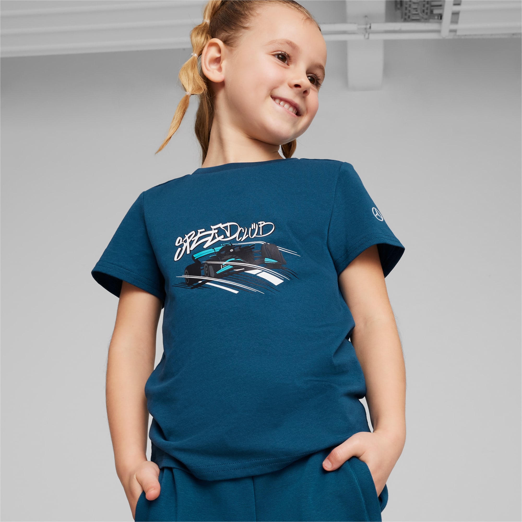 PUMA Mercedes-Amg Petronas Motorsport Kids' T-Shirt, Ocean Tropic, Size 92, Clothing