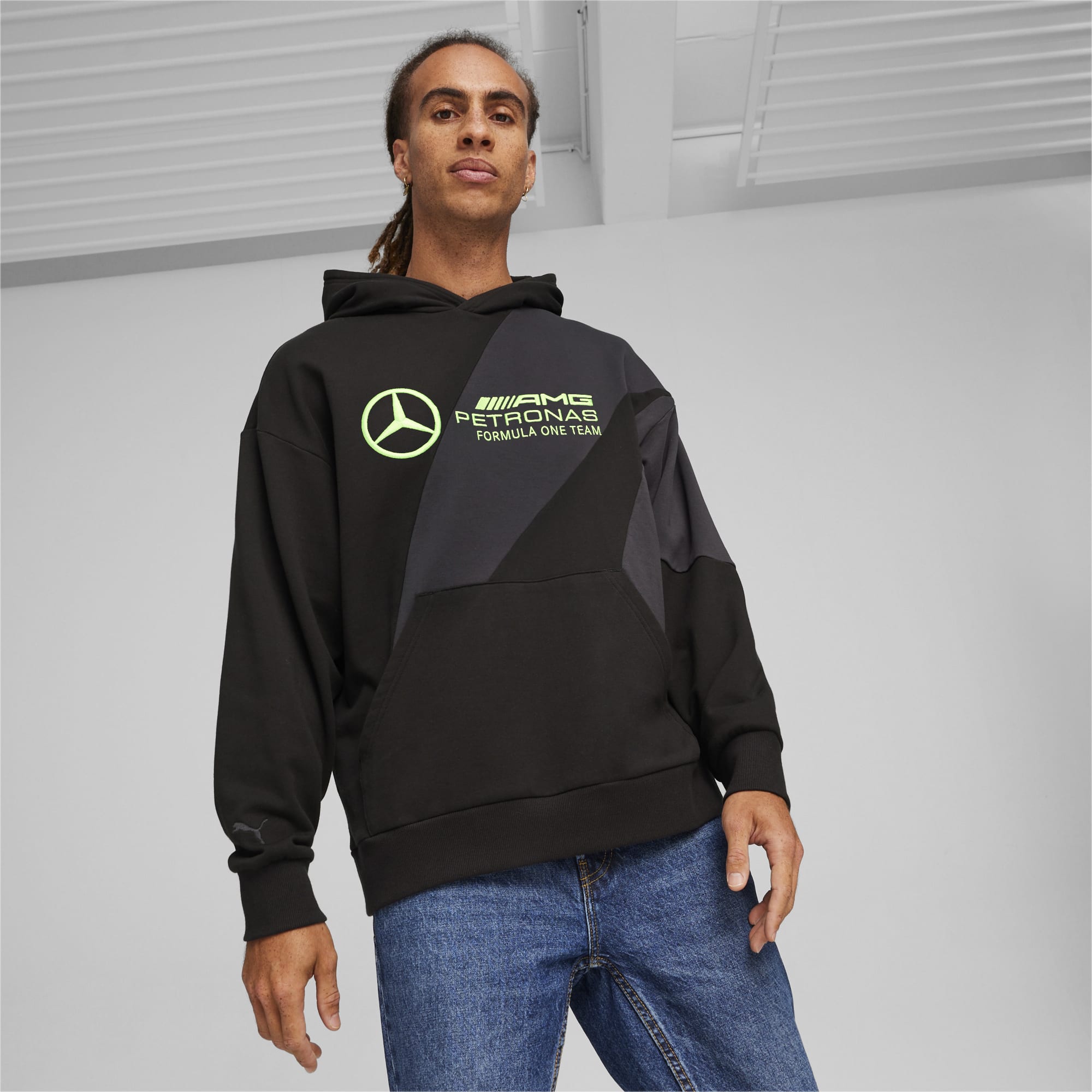 PUMA Męska Bluza Z Kapturem Mercedes-AMG Petronas Motorsport Statement, Czarny