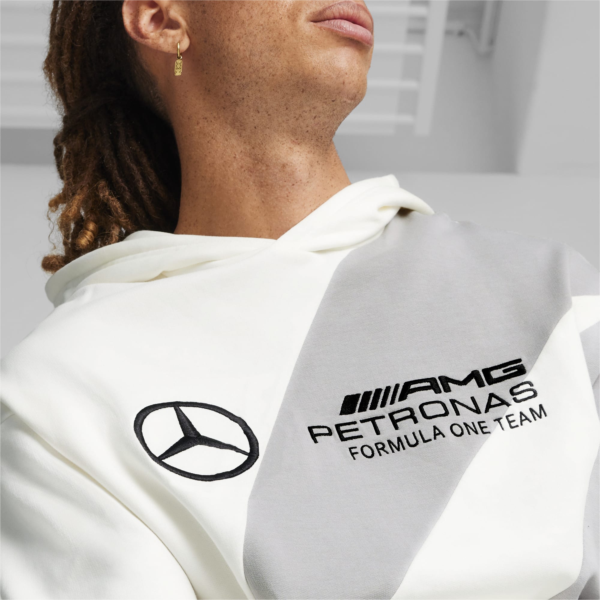 PUMA Męska Bluza Z Kapturem Mercedes-AMG Petronas Motorsport Statement, Biały
