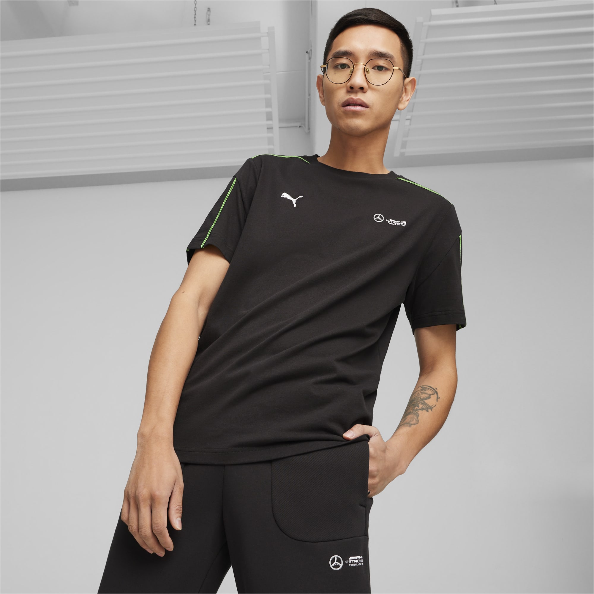 Men's PUMA Mercedes-Amg Petronas Mt7 T-Shirt, Black, Size XL, Clothing