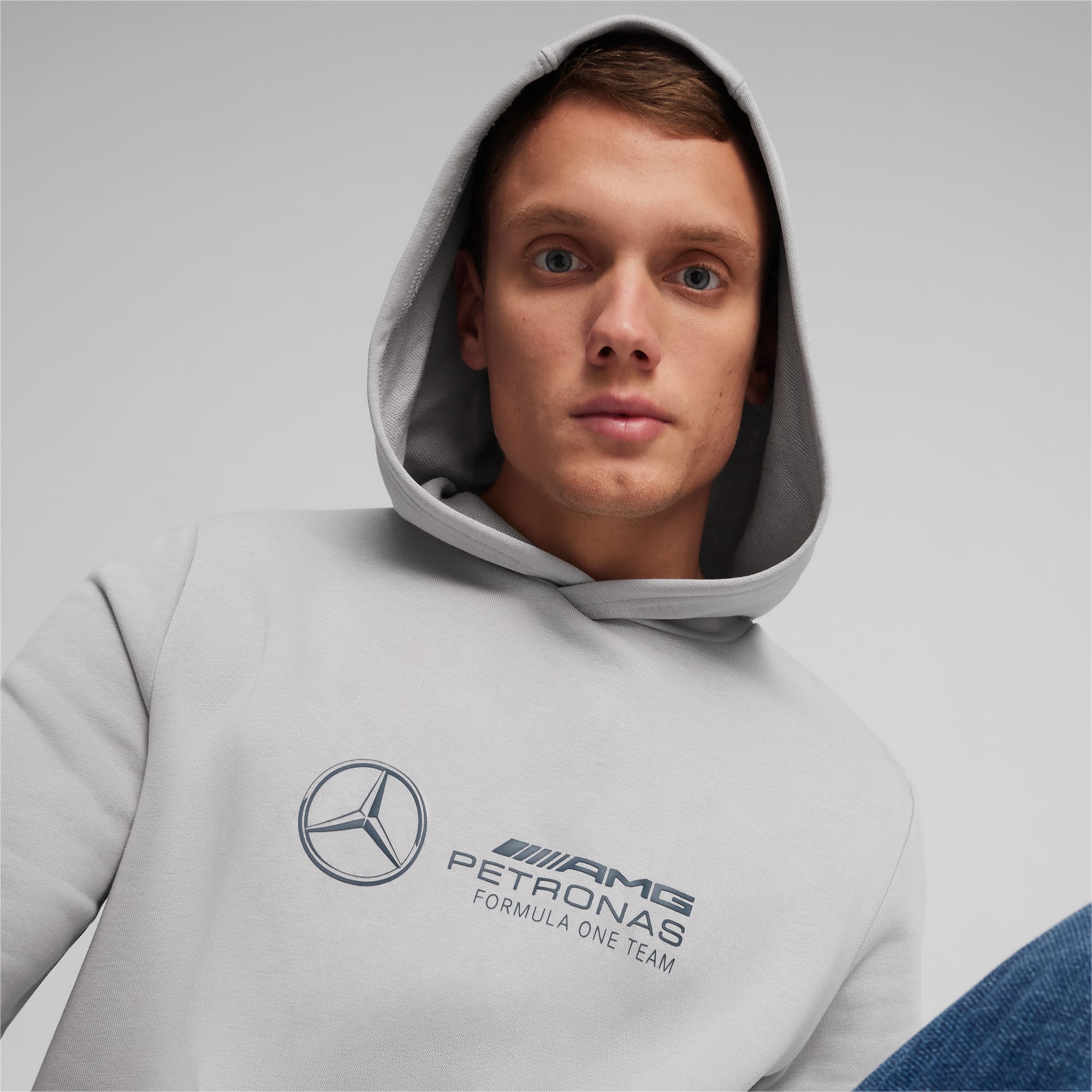 PUMA Mercedes-Amg Petronas Motorsport Men's Hoodie, Silver, Size S, Clothing