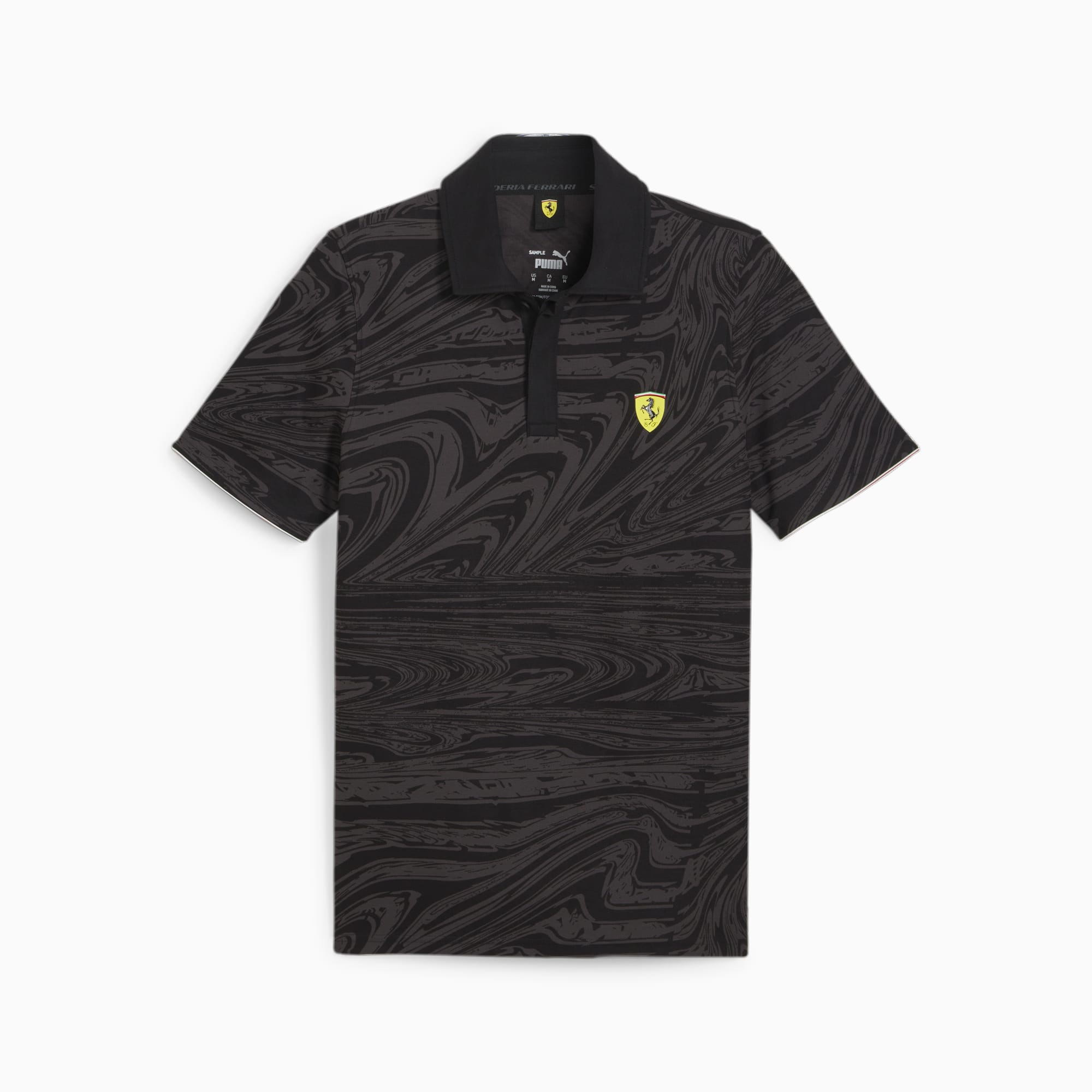 PUMA Scuderia Ferrari Race Men's Motorsport Graphic Polo Shirt, Black, Size XS, Clothing