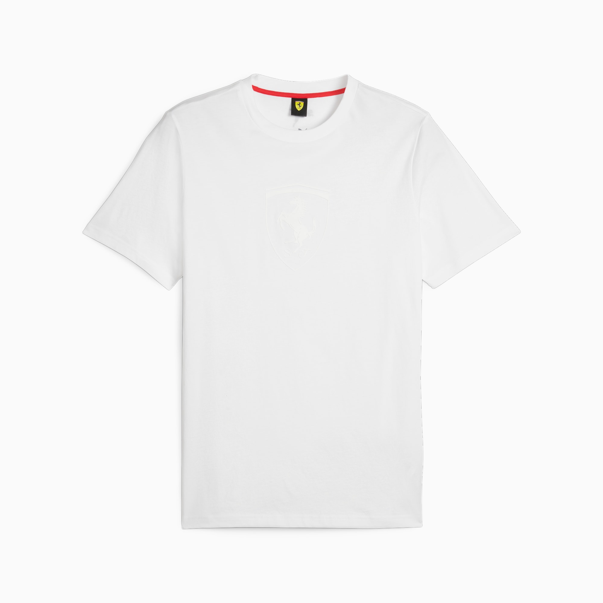 PUMA Scuderia Ferrari Race Big Shield Men's Motorsport Tonal T-Shirt, White, Size XS, Clothing