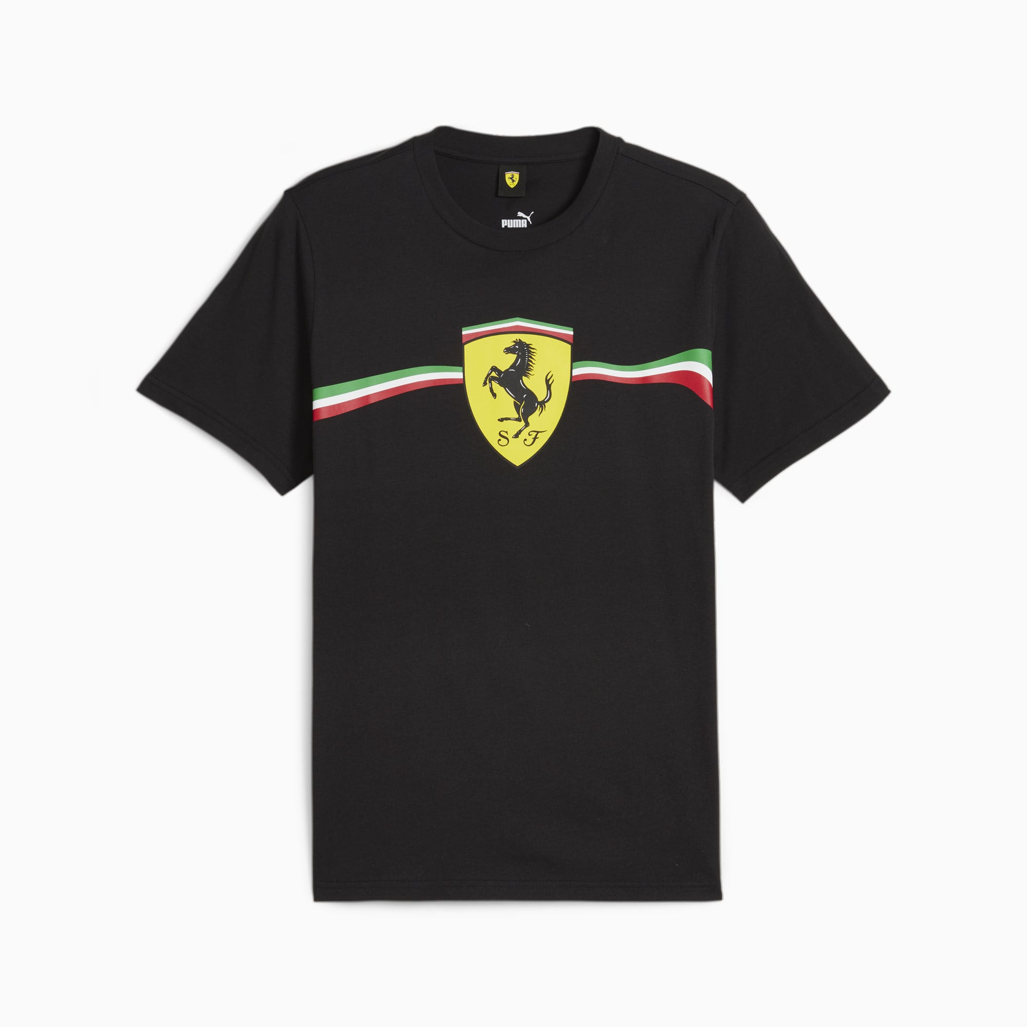 PUMA Scuderia Ferrari Race Big Shield Men's Motorsport Heritage T-Shirt, Black, Size XS, Clothing