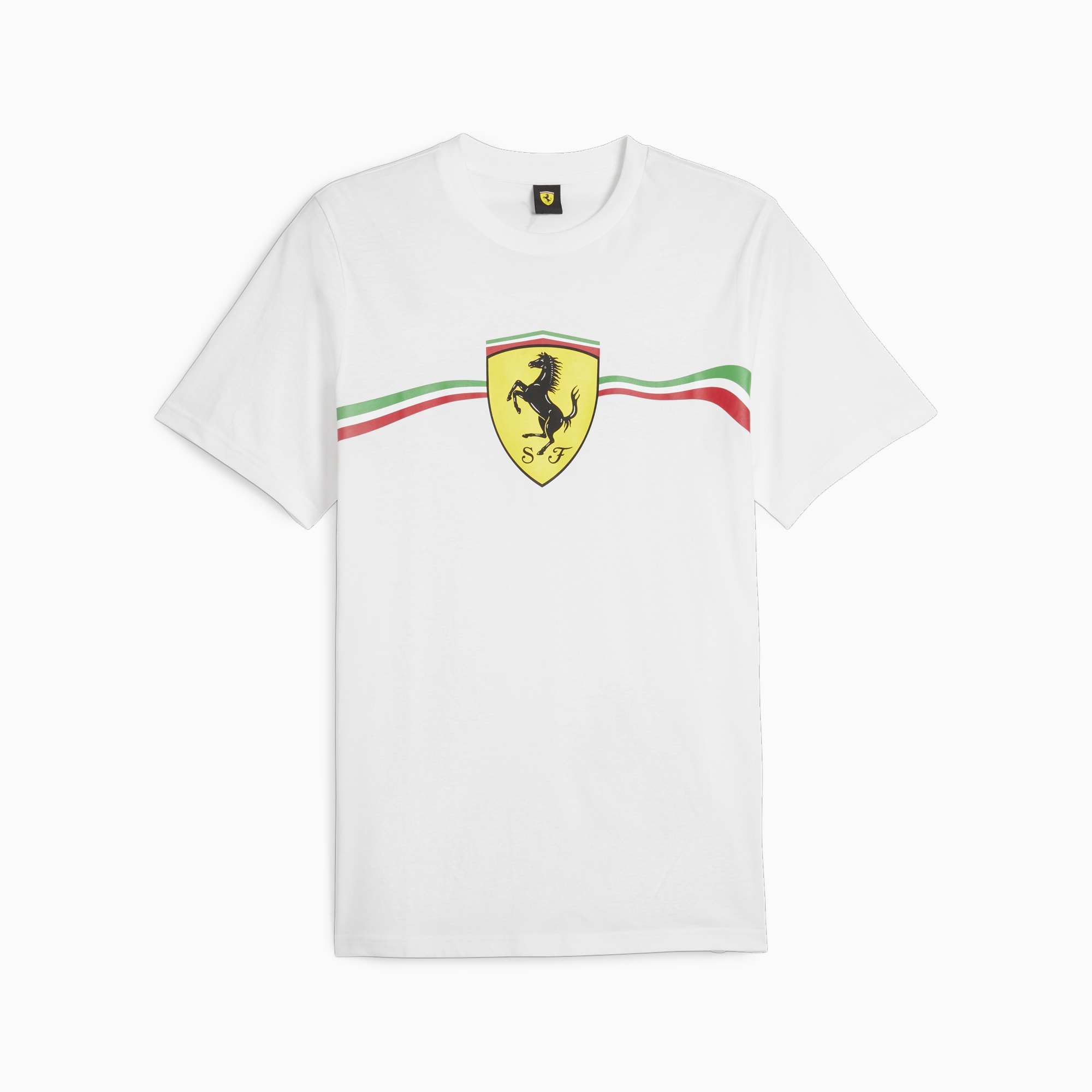 PUMA Scuderia Ferrari Race Big Shield Men's Motorsport Heritage T-Shirt, White, Size XS, Clothing