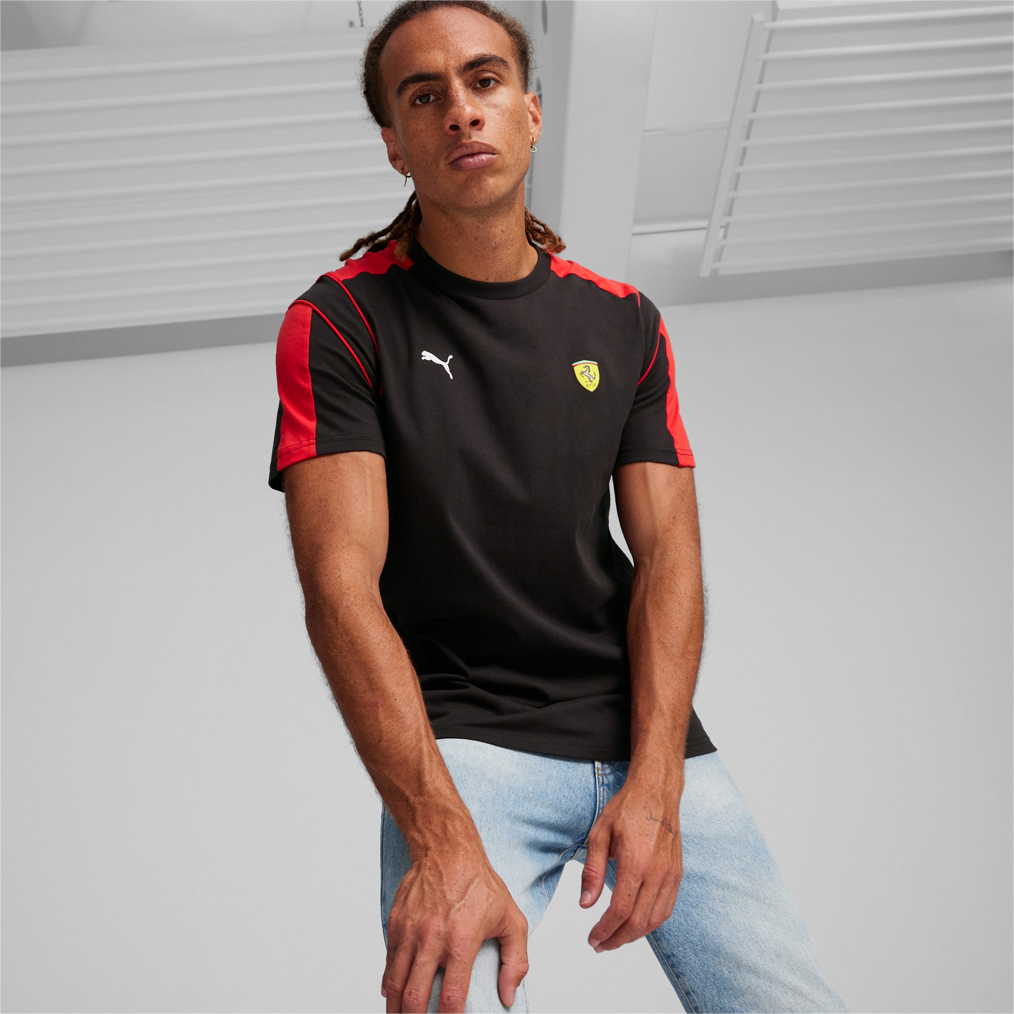 PUMA Scuderia Ferrari Race Mt7 Men's Motorsport T-Shirt, Black, Size XS, Clothing