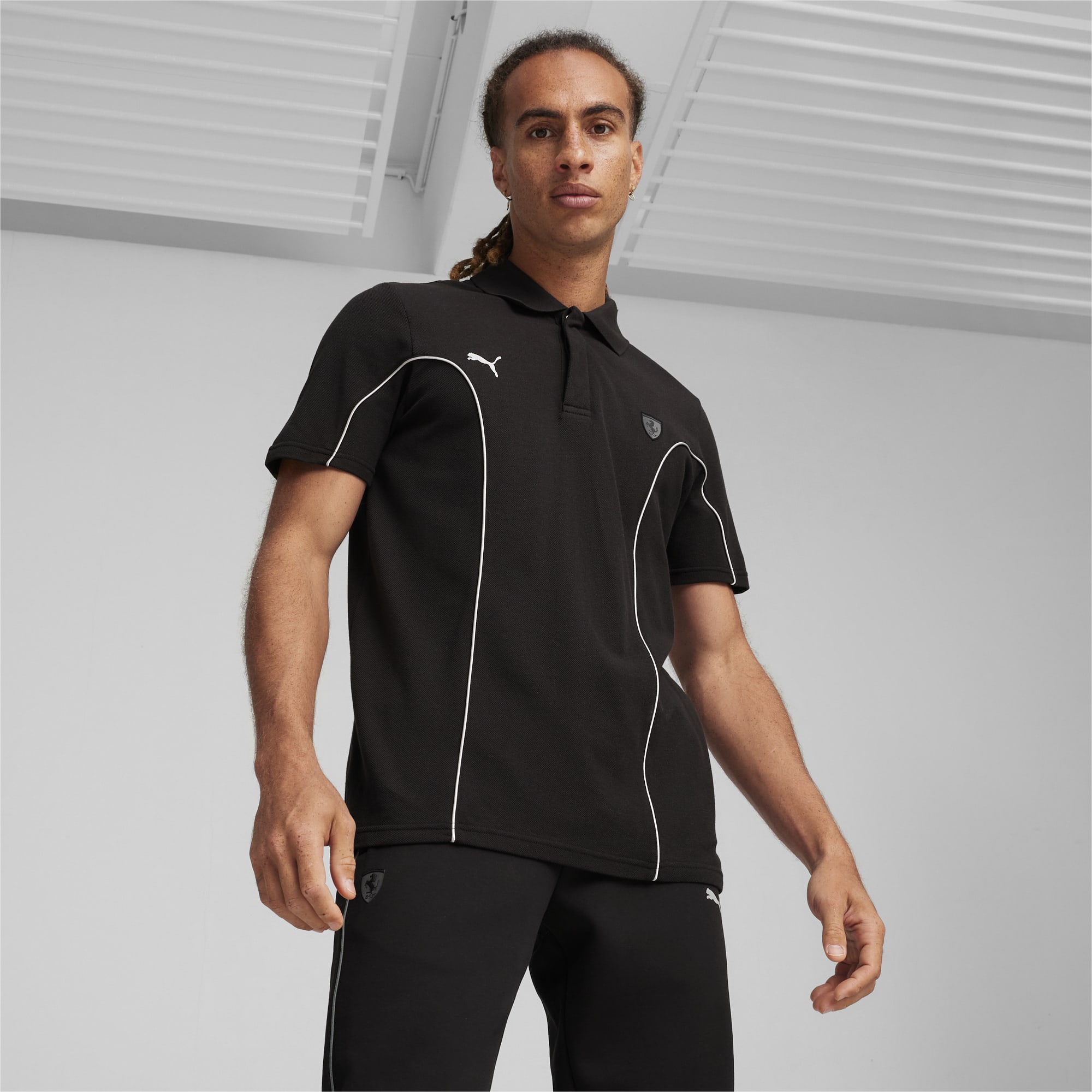 PUMA Scuderia Ferrari Style Men's Motorsport Polo Shirt, Black, Size XS, Clothing