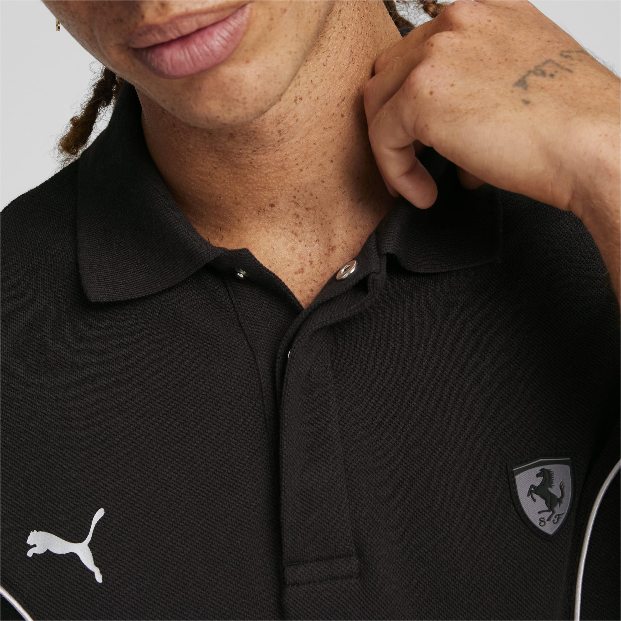 PUMA Scuderia Ferrari Style Men's Motorsport Polo Shirt, Black, Size XS, Clothing