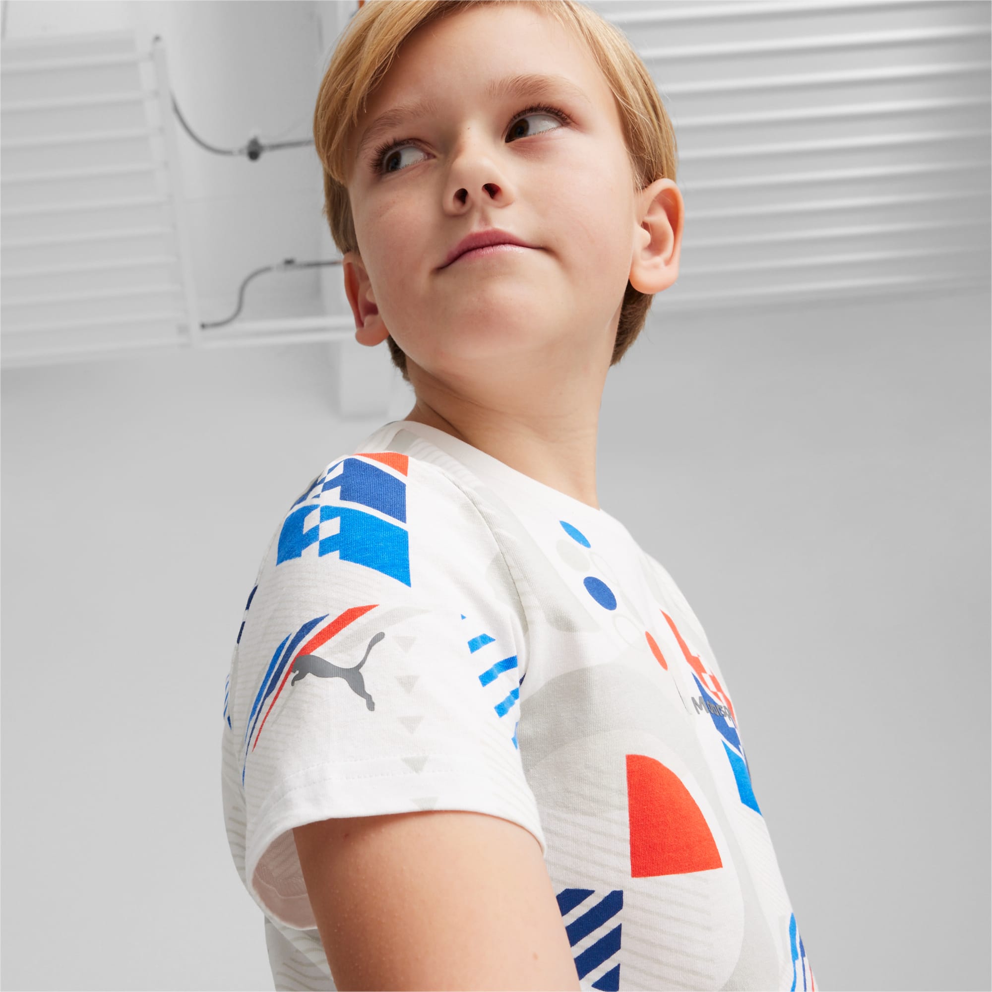PUMA Chaussure T-Shirt BMW M Motorsport Enfant Et Adolescent, Blanc/AOP