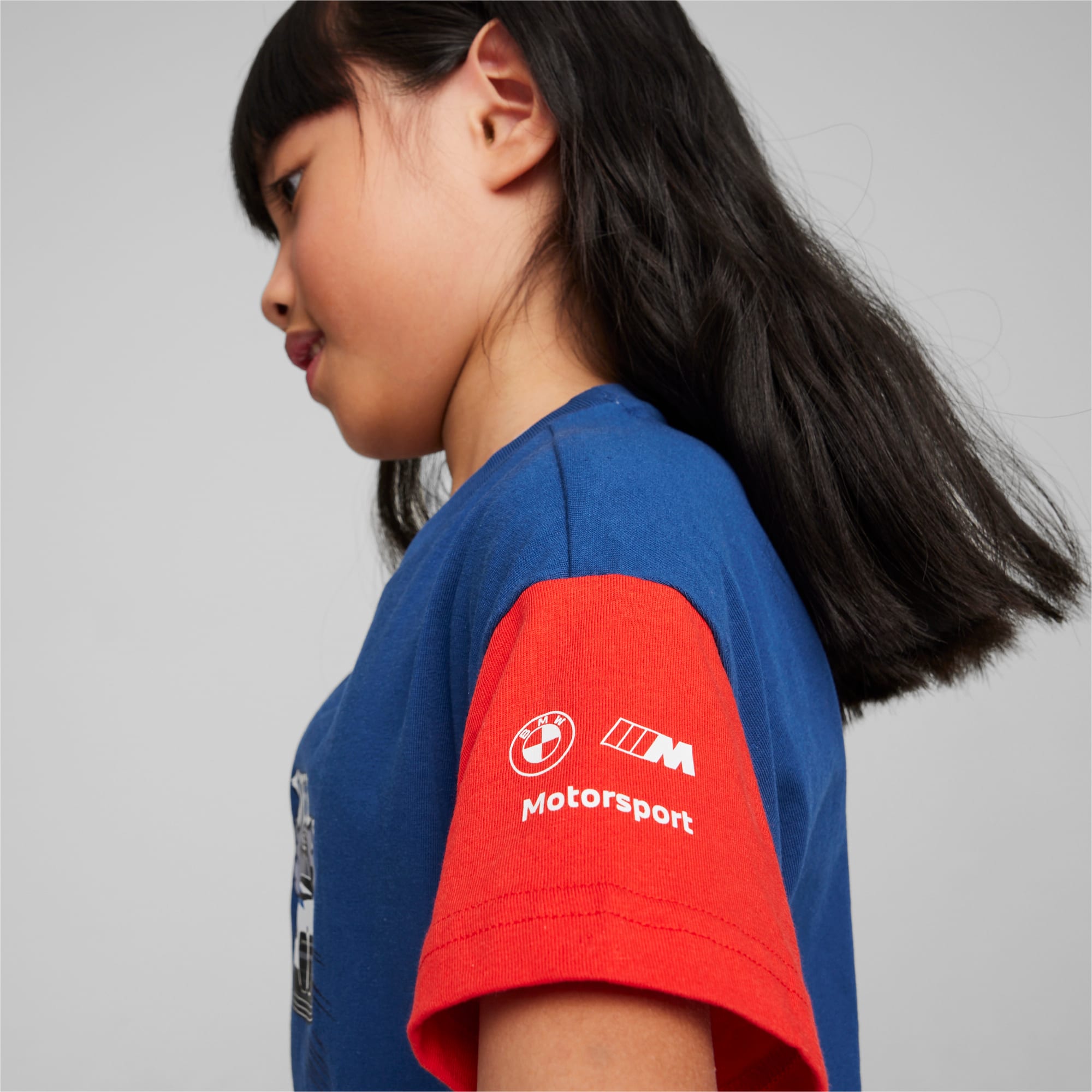 PUMA BMW M Motorsport Kids' T-Shirt, Pro Blue/M Color, Size 92, Clothing