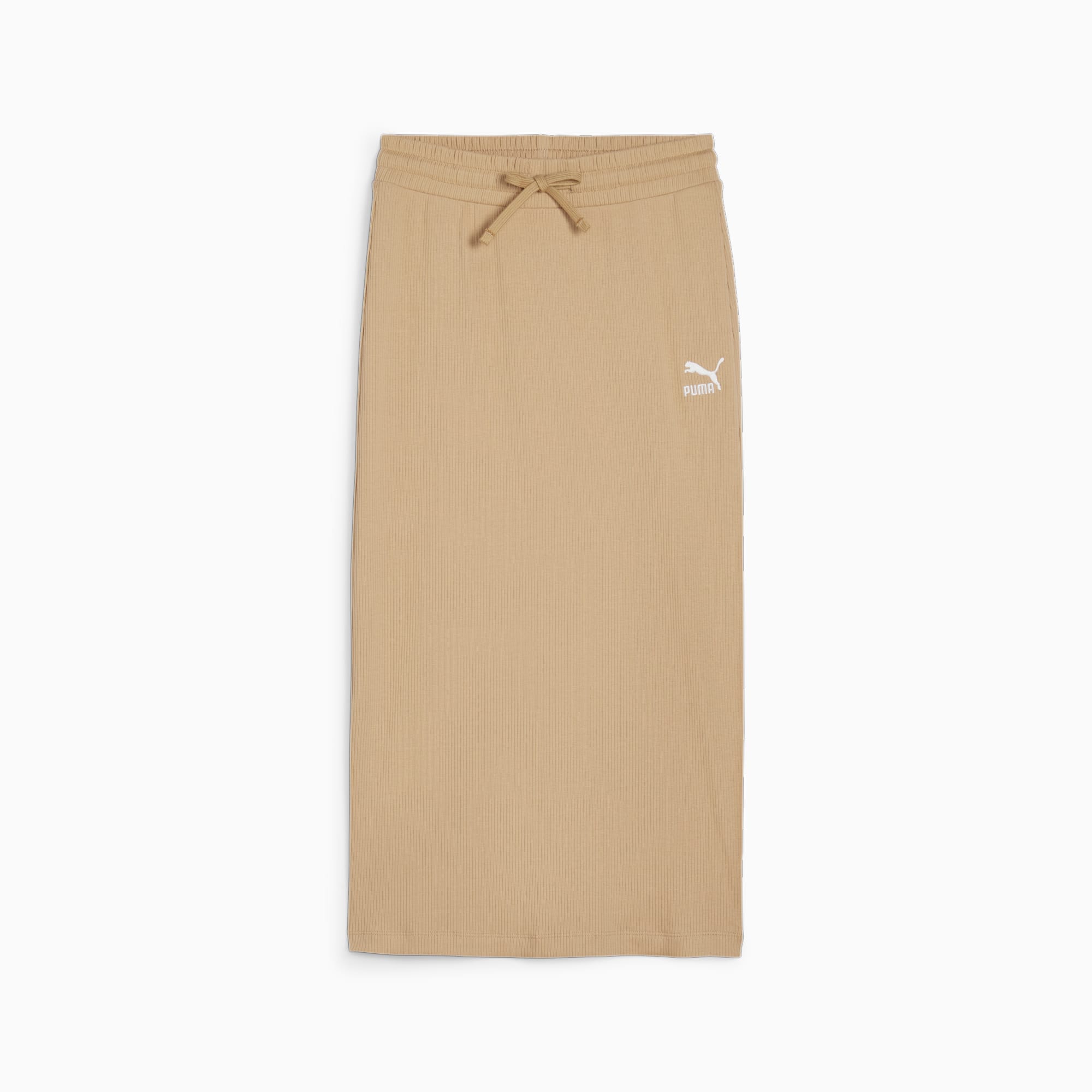 PUMA Classics Women's Ribbed Midi Skirt, Prairie Tan, Size XXS, Clothing