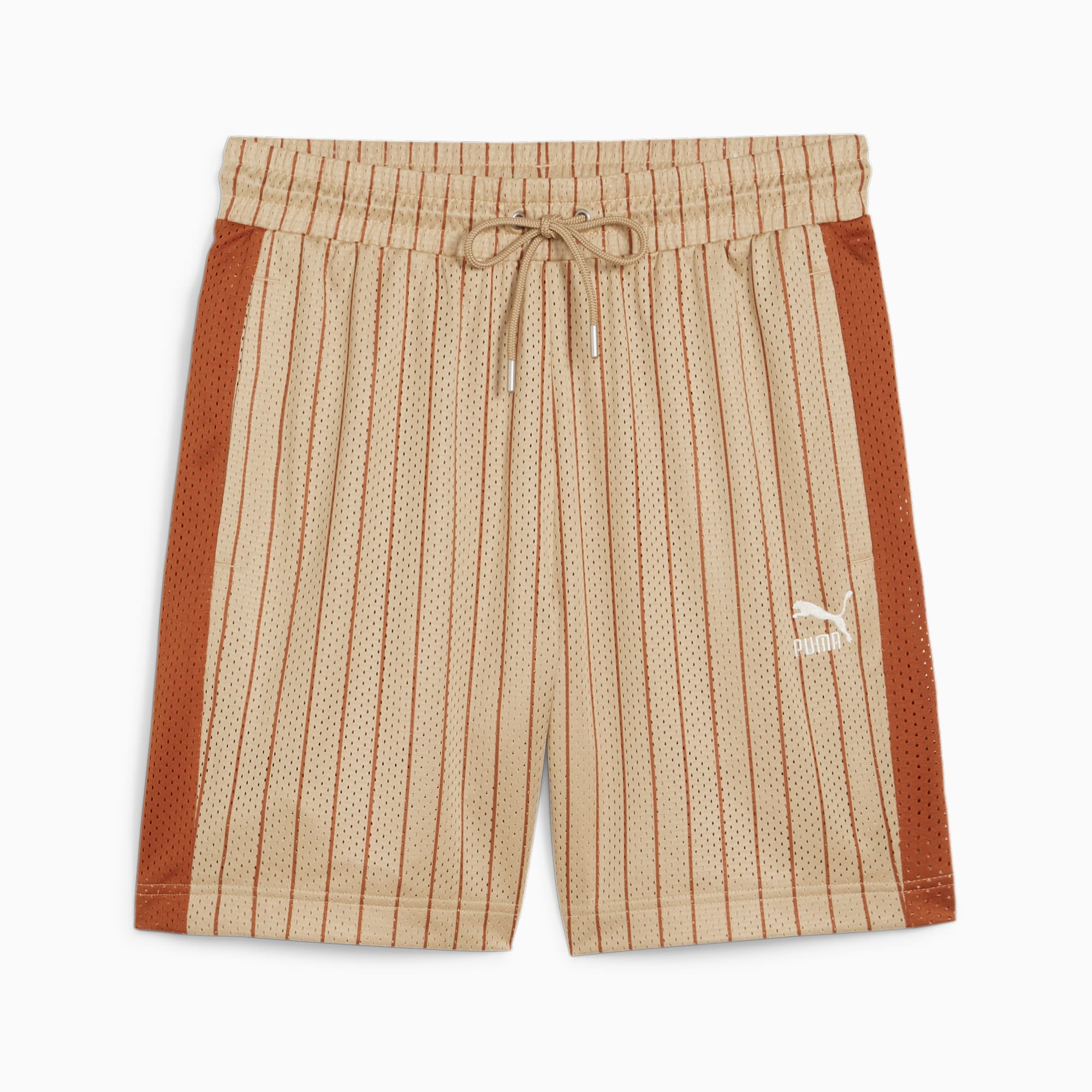 PUMA T7 Men's Mesh Shorts, Prairie Tan/AOP, Size XS, Clothing