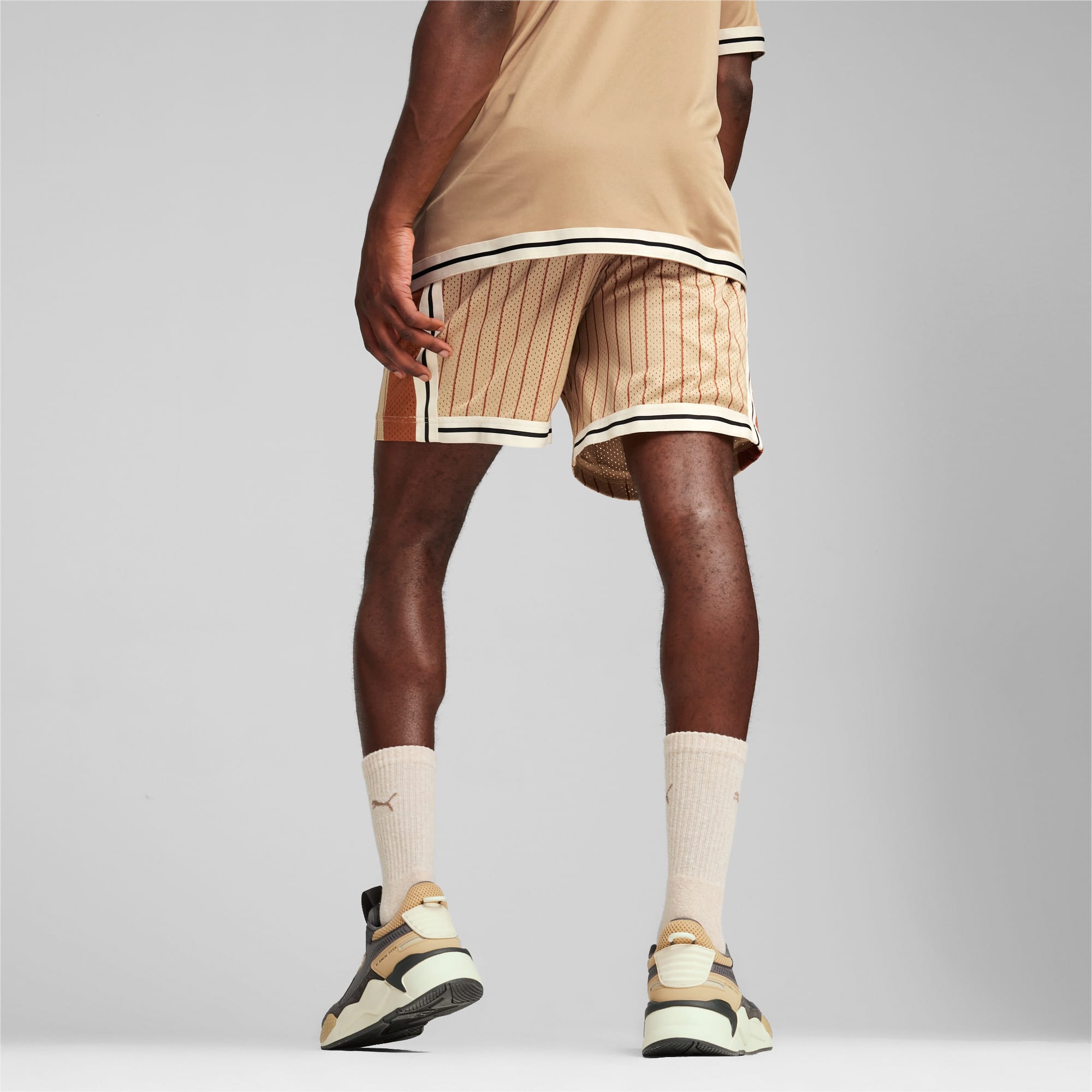 PUMA T7 Men's Mesh Shorts, Prairie Tan/AOP, Size XS, Clothing
