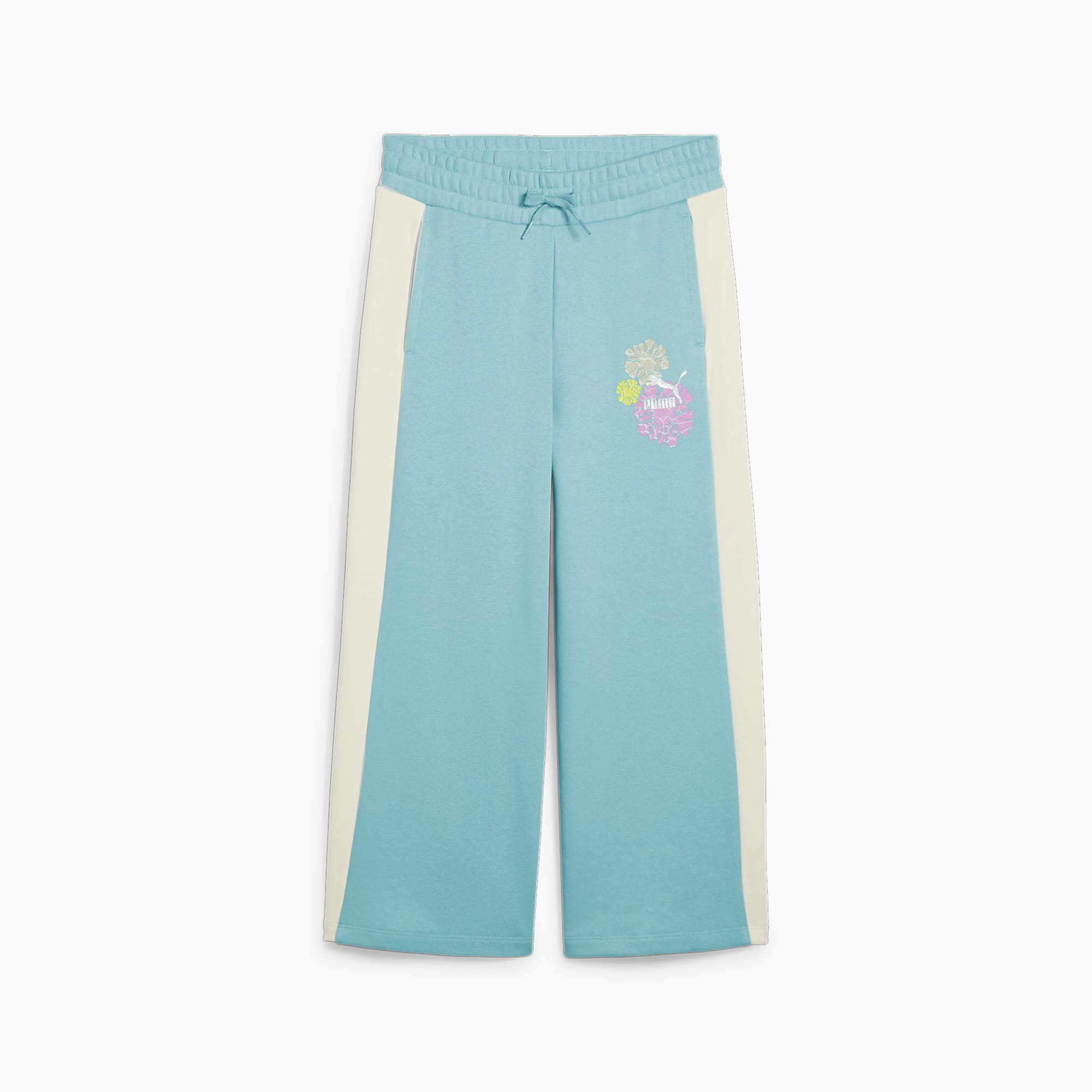 PUMA T7 Snflr Girls' 7/8 Sweatpants, Turquoise Surf, Size 128, Clothing