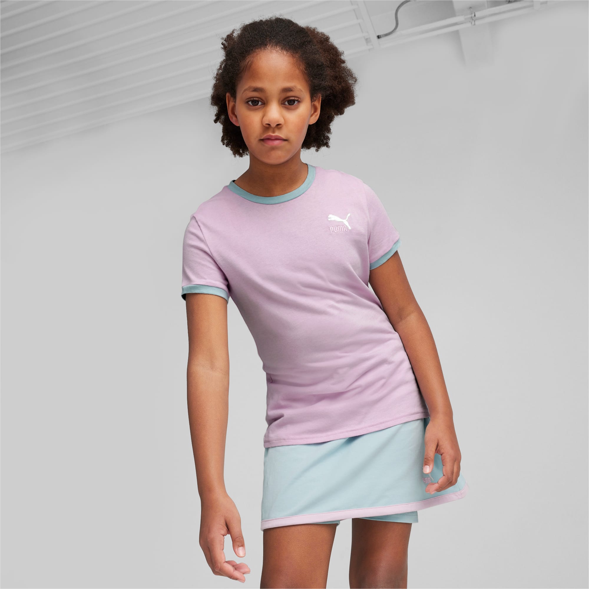 PUMA Classics Match Point Youth T-Shirt, Grape Mist, Size 128, Clothing