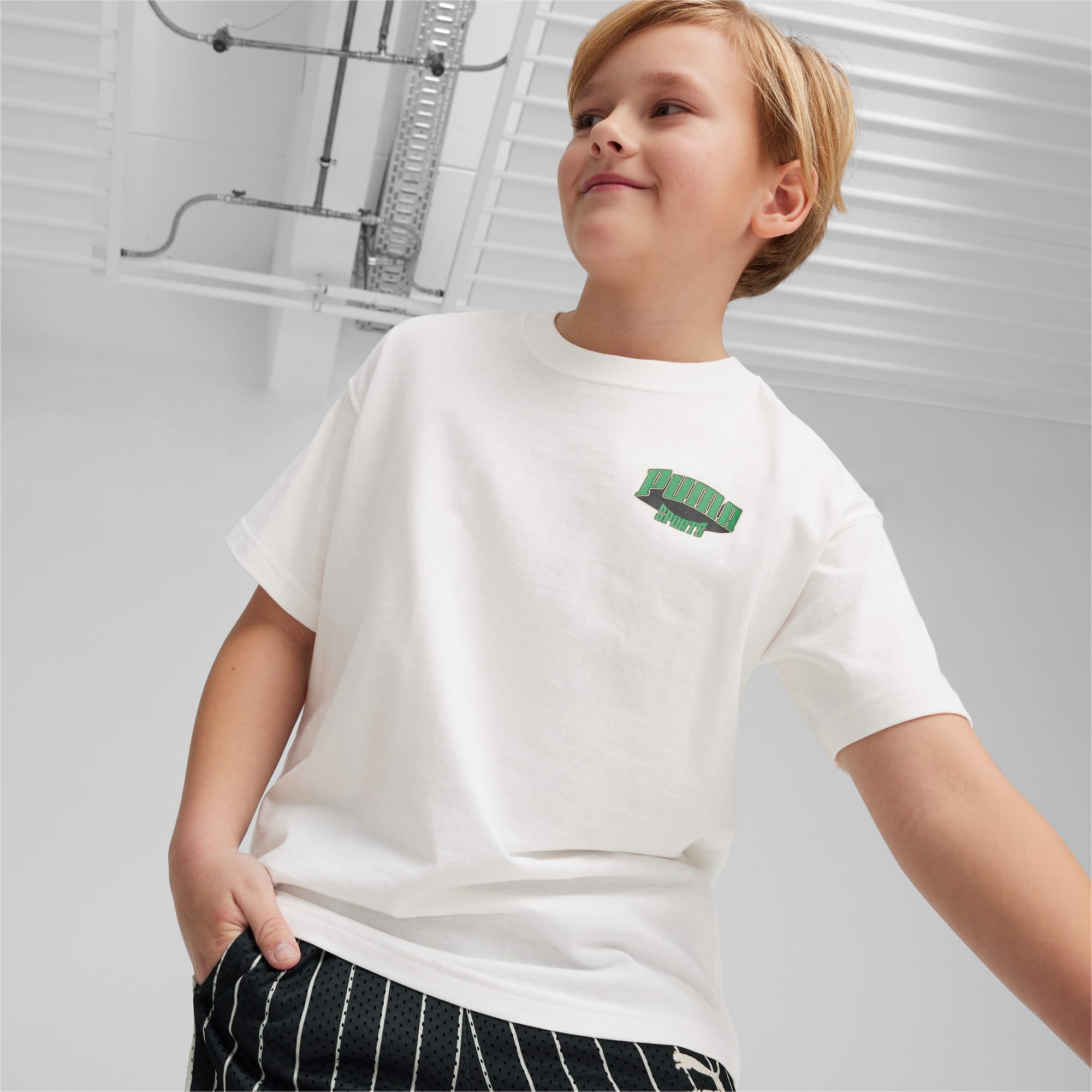PUMA FOR THE FANBASE Graphic T-Shirt Teenager Für Kinder, Weiß, Größe: 128, Kleidung