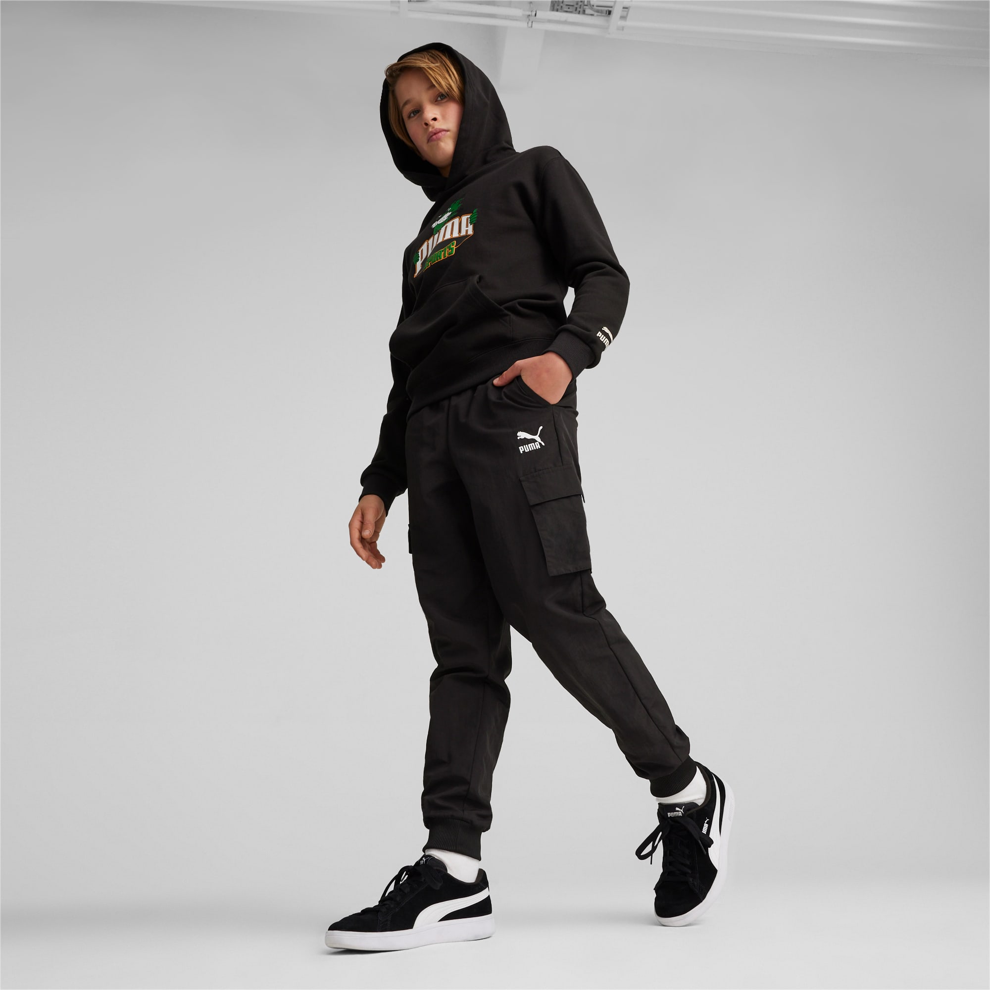 PUMA For The Fanbase Youth Hoodie, Black, Size 128, Clothing
