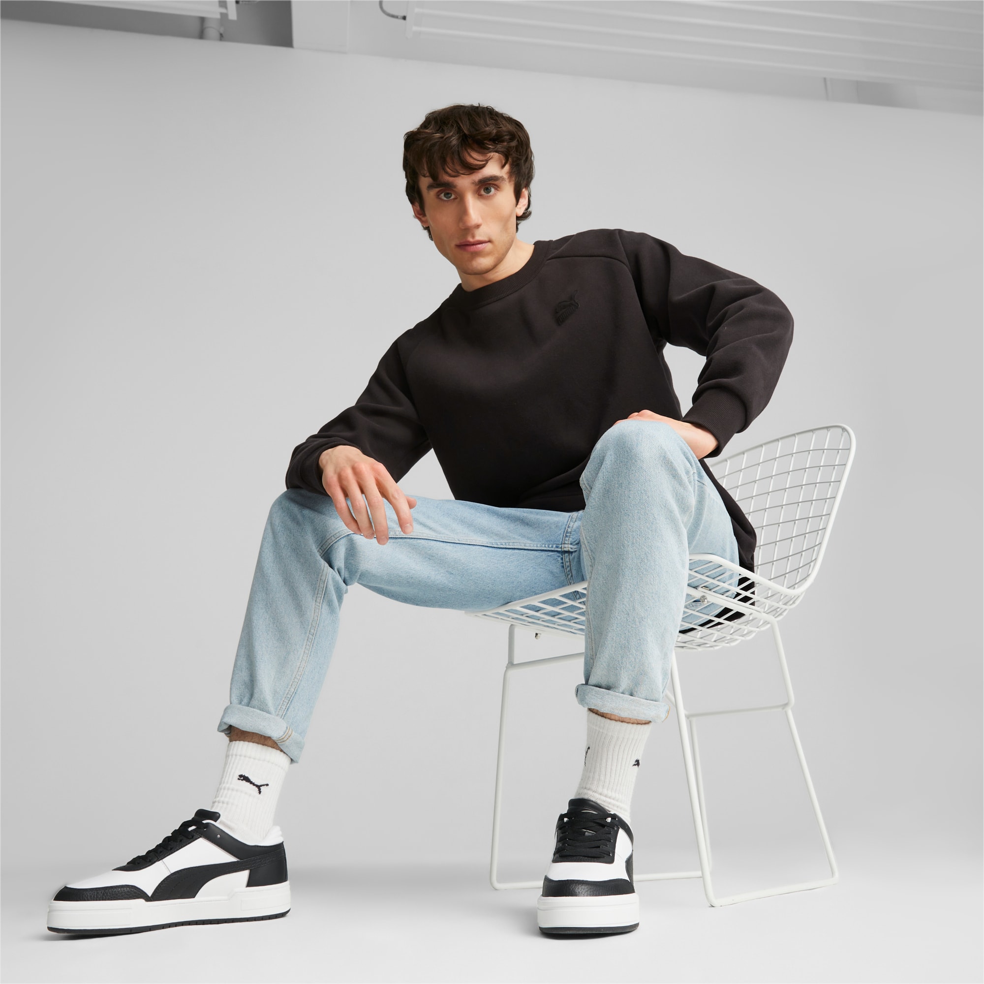 Men's PUMA Classics Sweatshirt, Black, Size XXS, Clothing