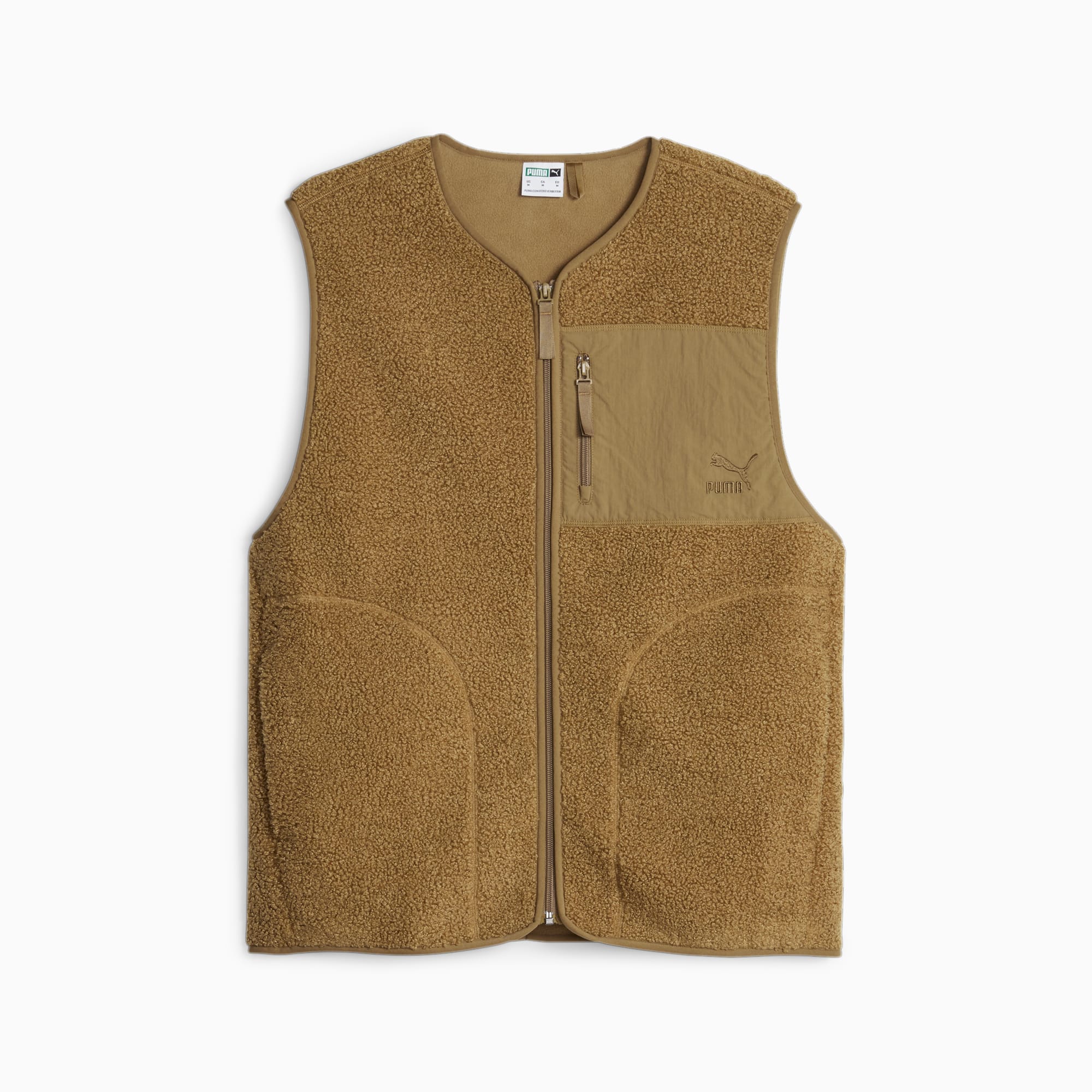 PUMA Classics Sherpa Vest Men's Jacket, Chocolate Chip, Size XXS, Clothing