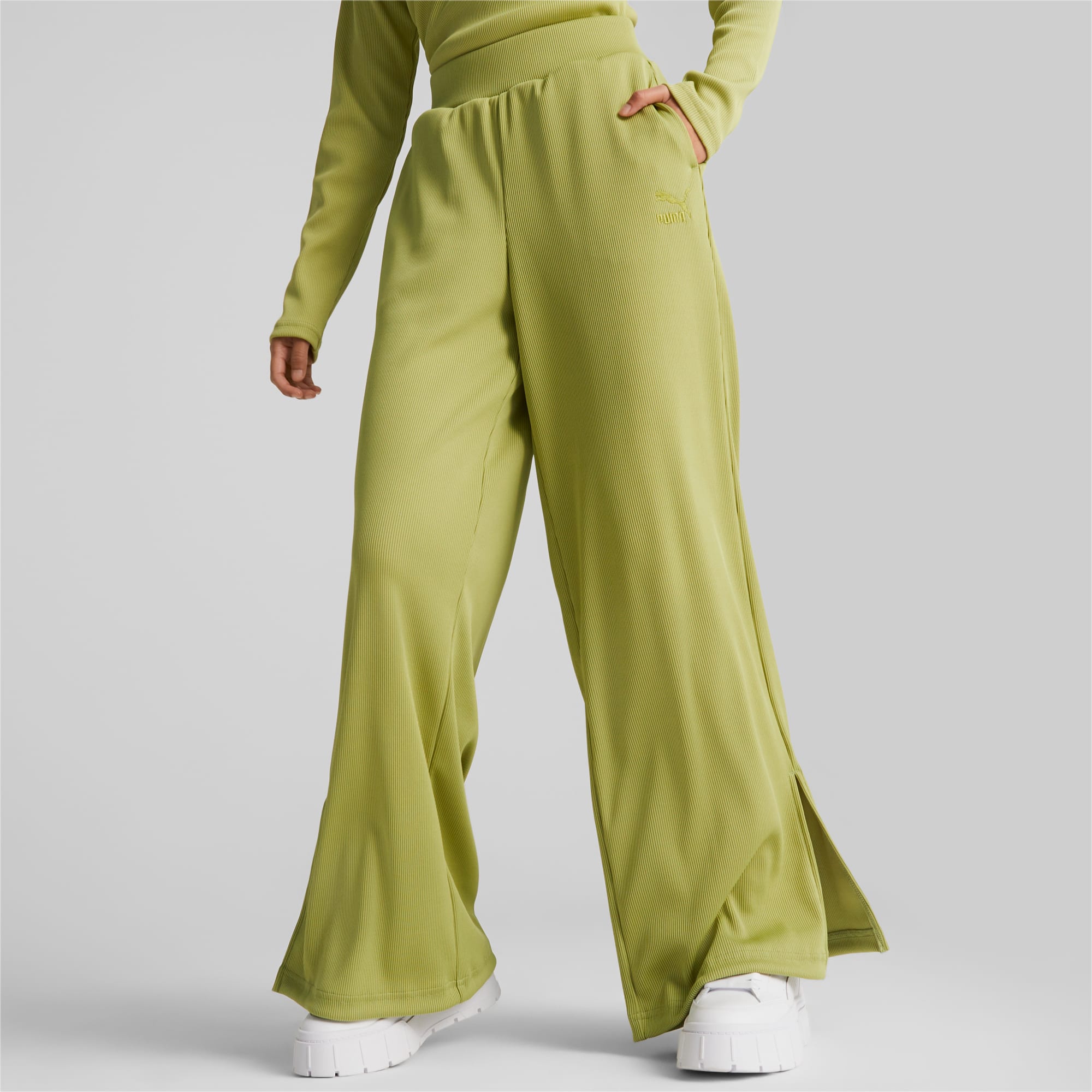 Pantaloni A Coste Classics Da Donna, Verde/Altro