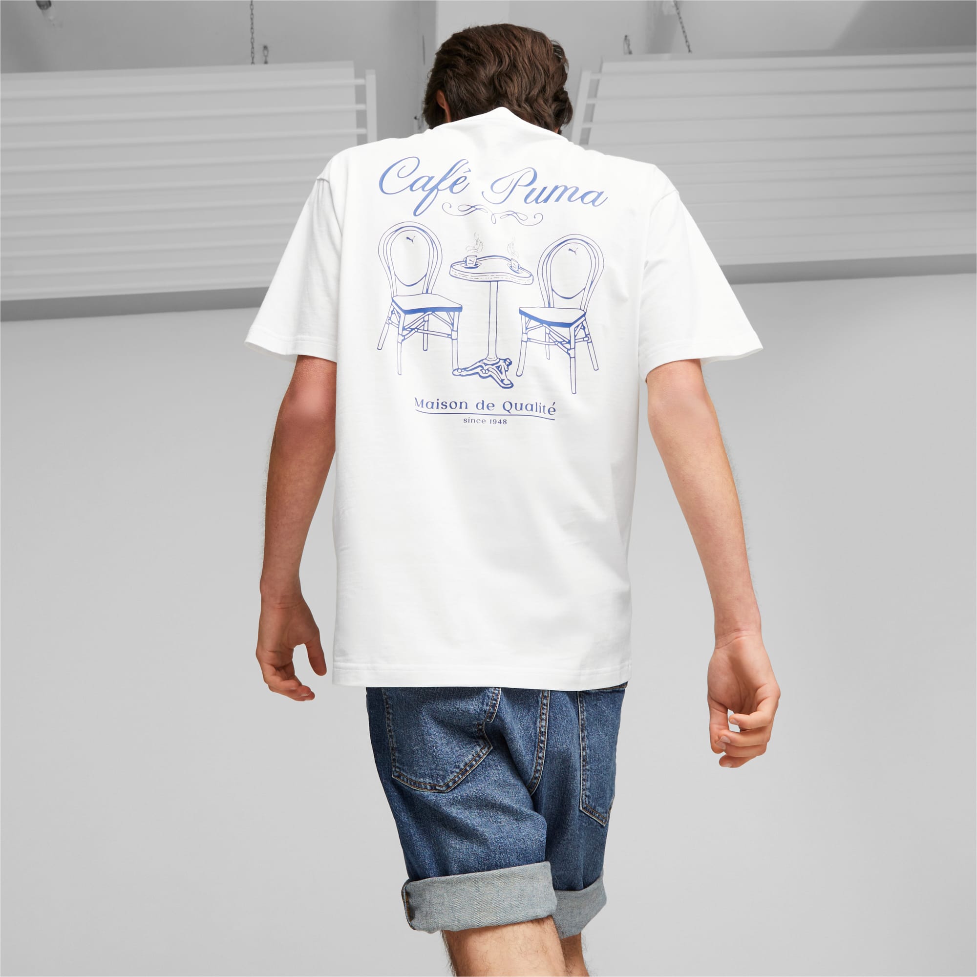 Classics Cafe PUMA Men's T-Shirt, White, Size XXS, Clothing