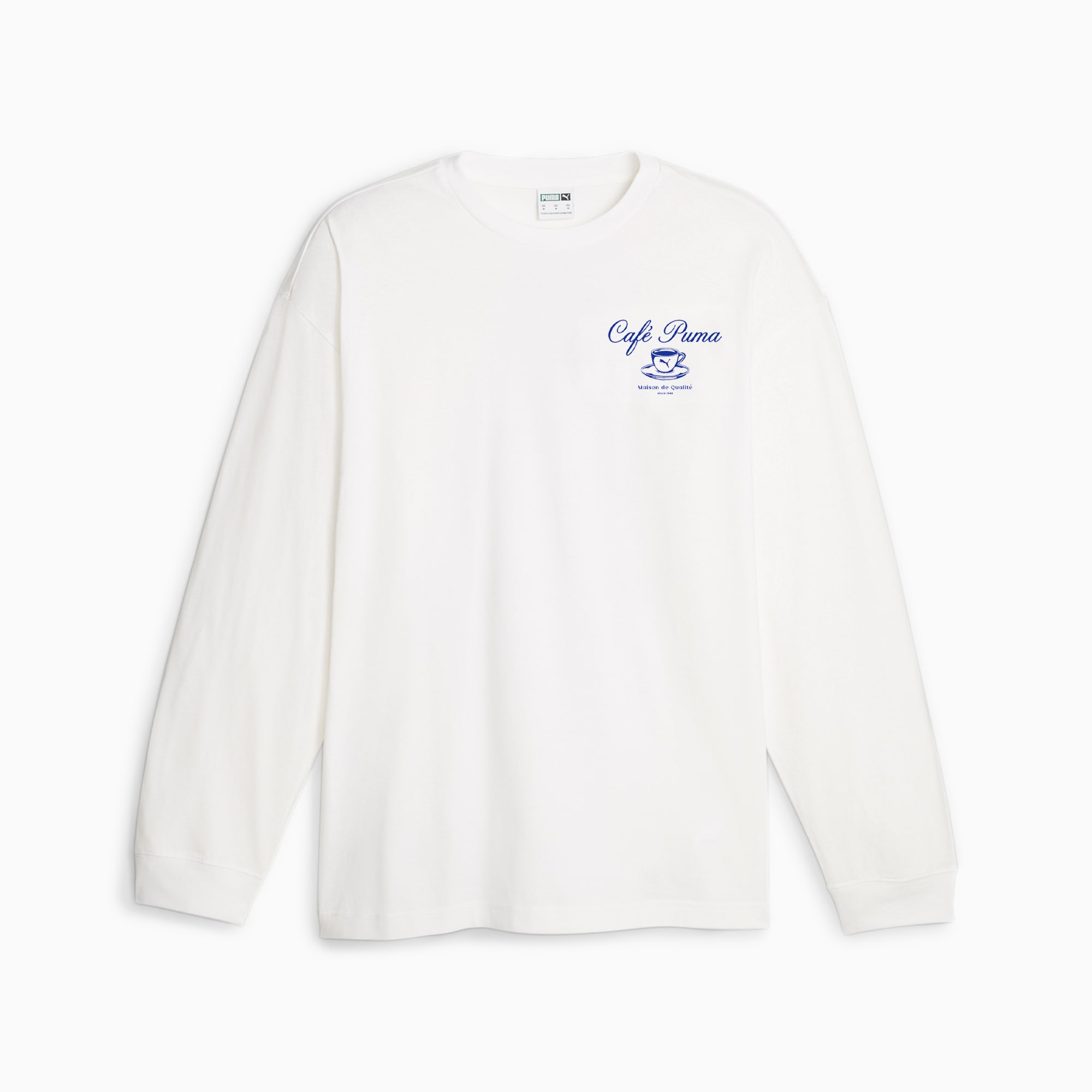 Classics Cafe PUMA Men's Long Sleeve T-Shirt, White, Size XXS, Clothing