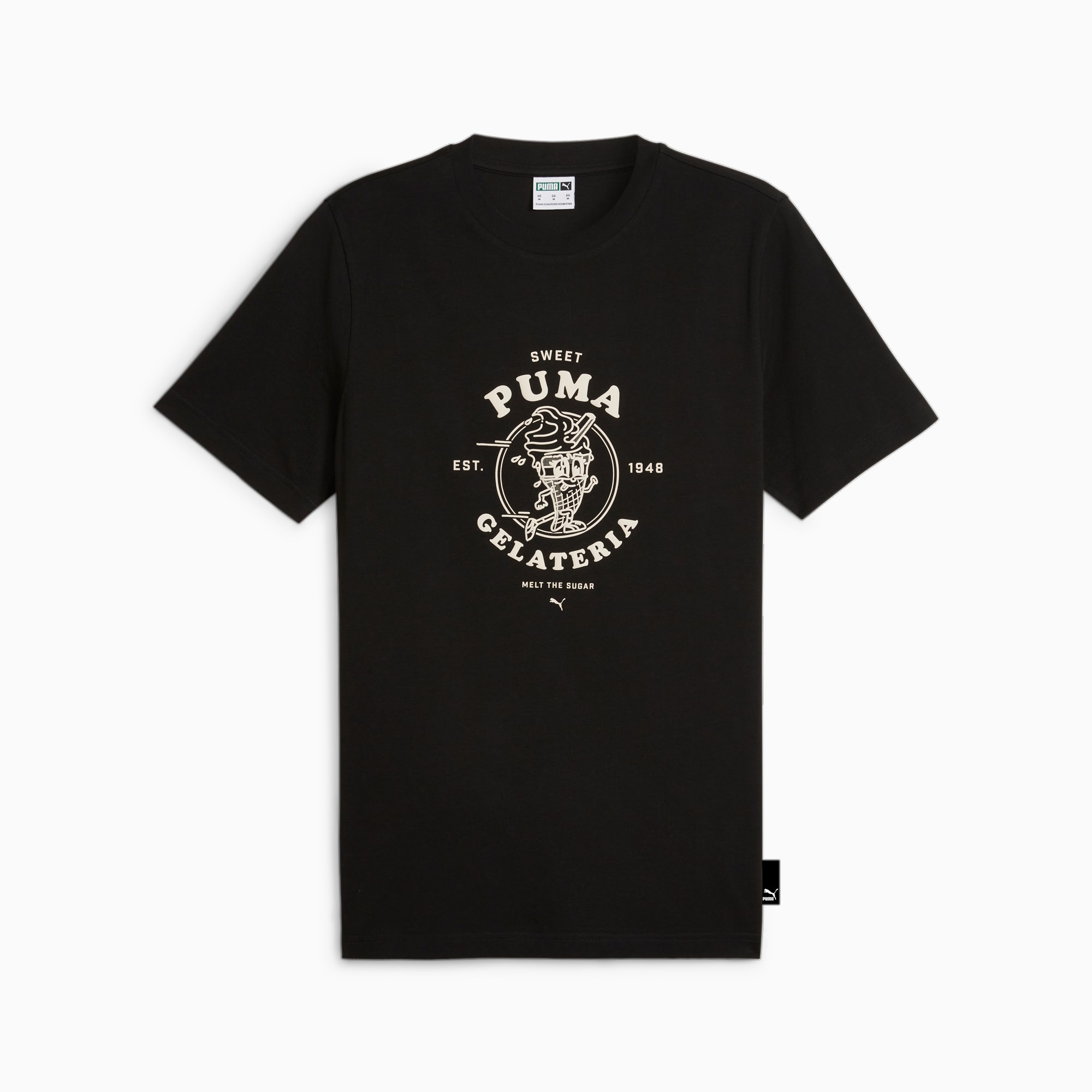Graphics PUMA Gelateria Men's T-Shirt, Black, Size L, Clothing
